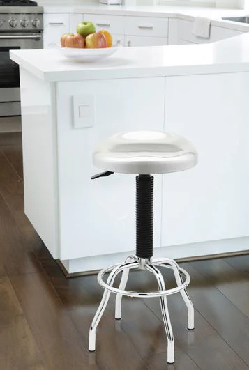 Contoured Stainless Steel Seat Pneumatic Adjustable Work Stool - Image 11