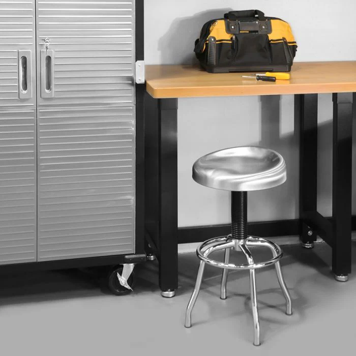 Contoured Stainless Steel Seat Pneumatic Adjustable Work Stool - Image 13