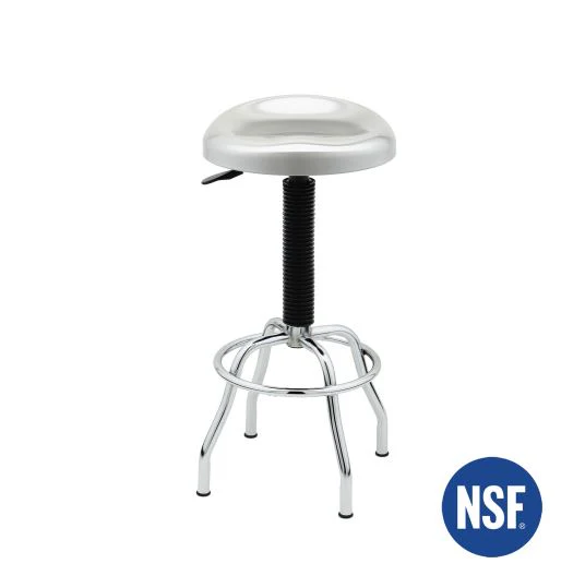 Contoured Stainless Steel Seat Pneumatic Adjustable Work Stool - Image 5