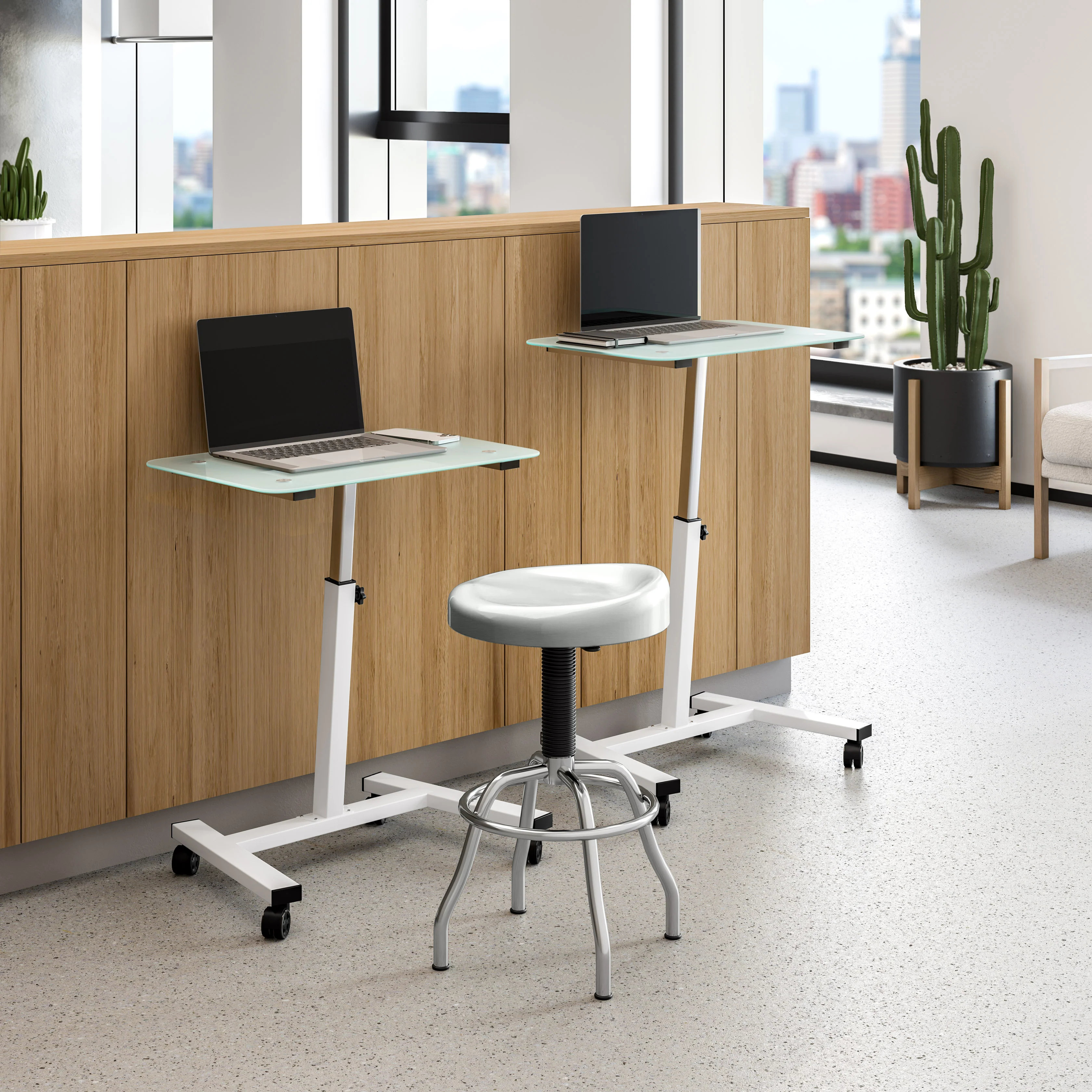 Contoured Stainless Steel Seat Pneumatic Adjustable Work Stool - Image 7
