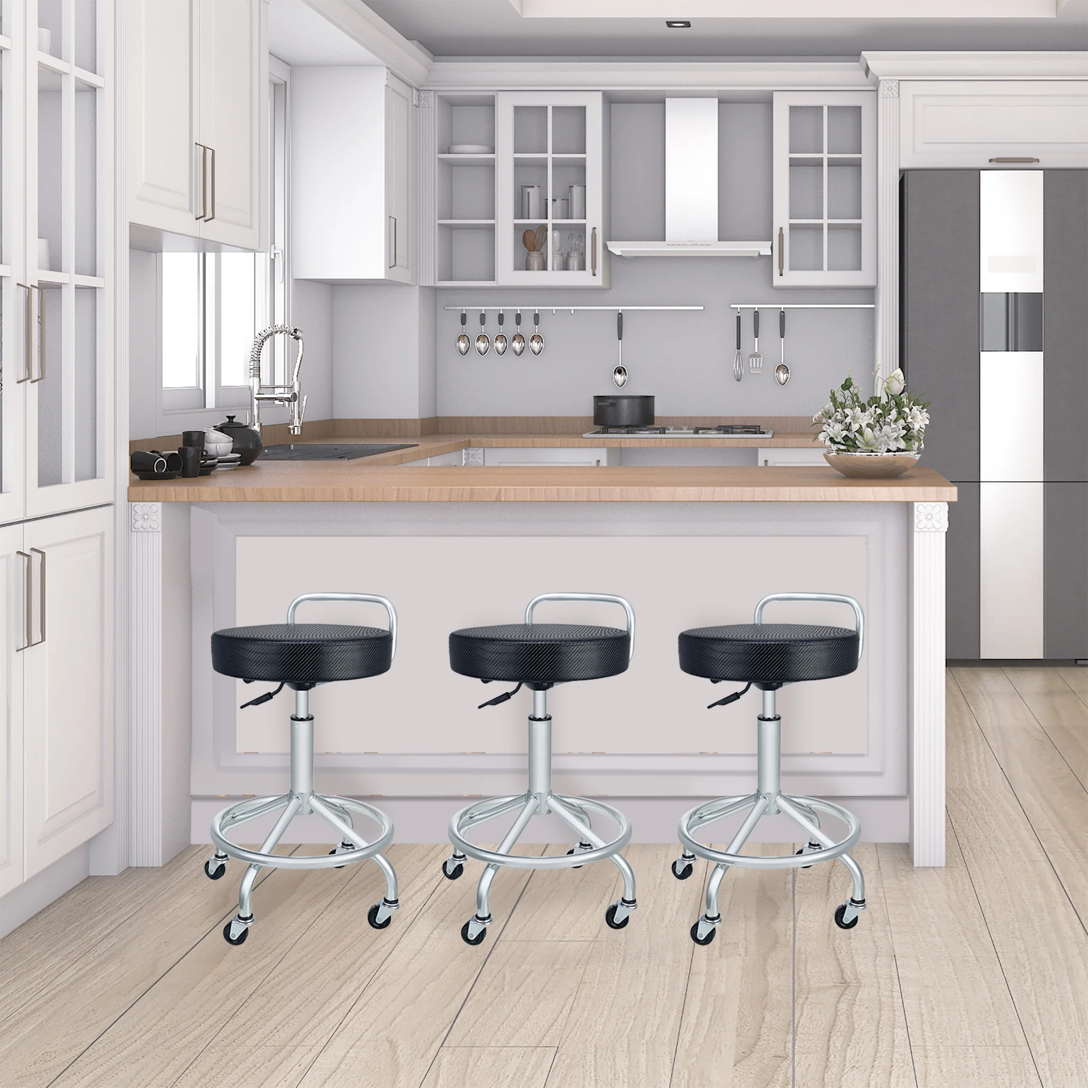 Cushioned Pneumatic Adjustable Work Stool - Image 8