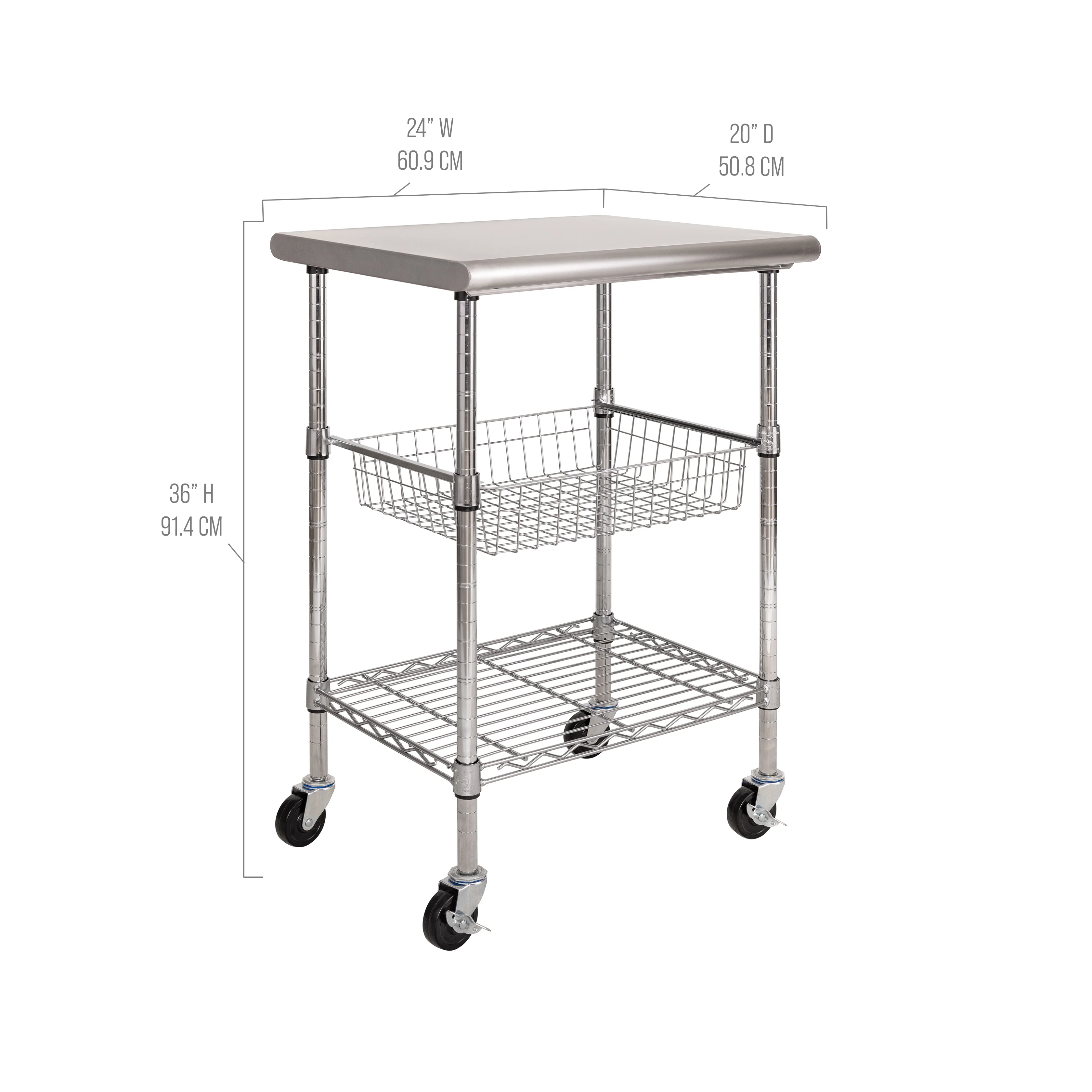 Stainless Steel NSF-Certified Utility Worktable Cart - Image 3