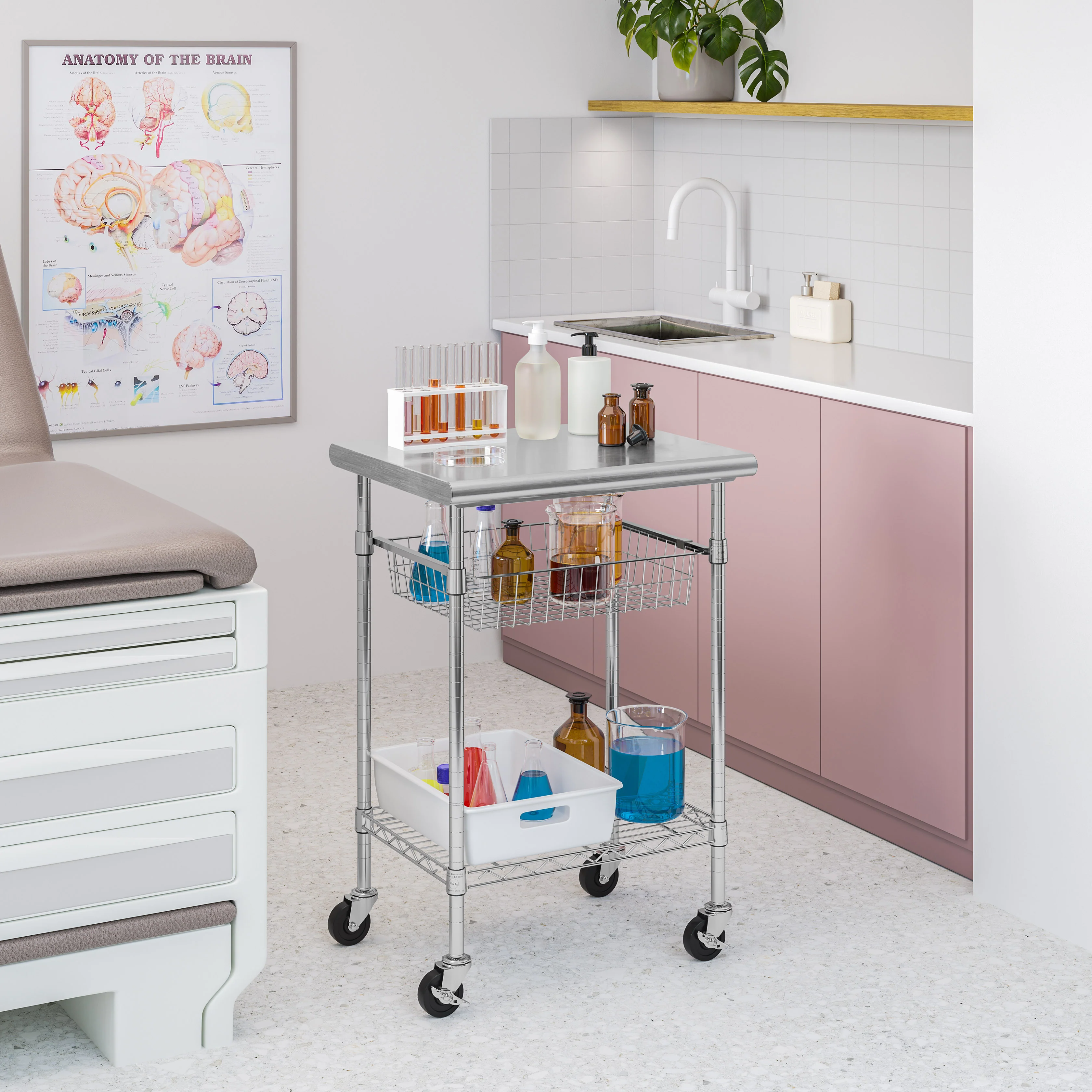 Stainless Steel NSF-Certified Utility Worktable Cart - Image 8