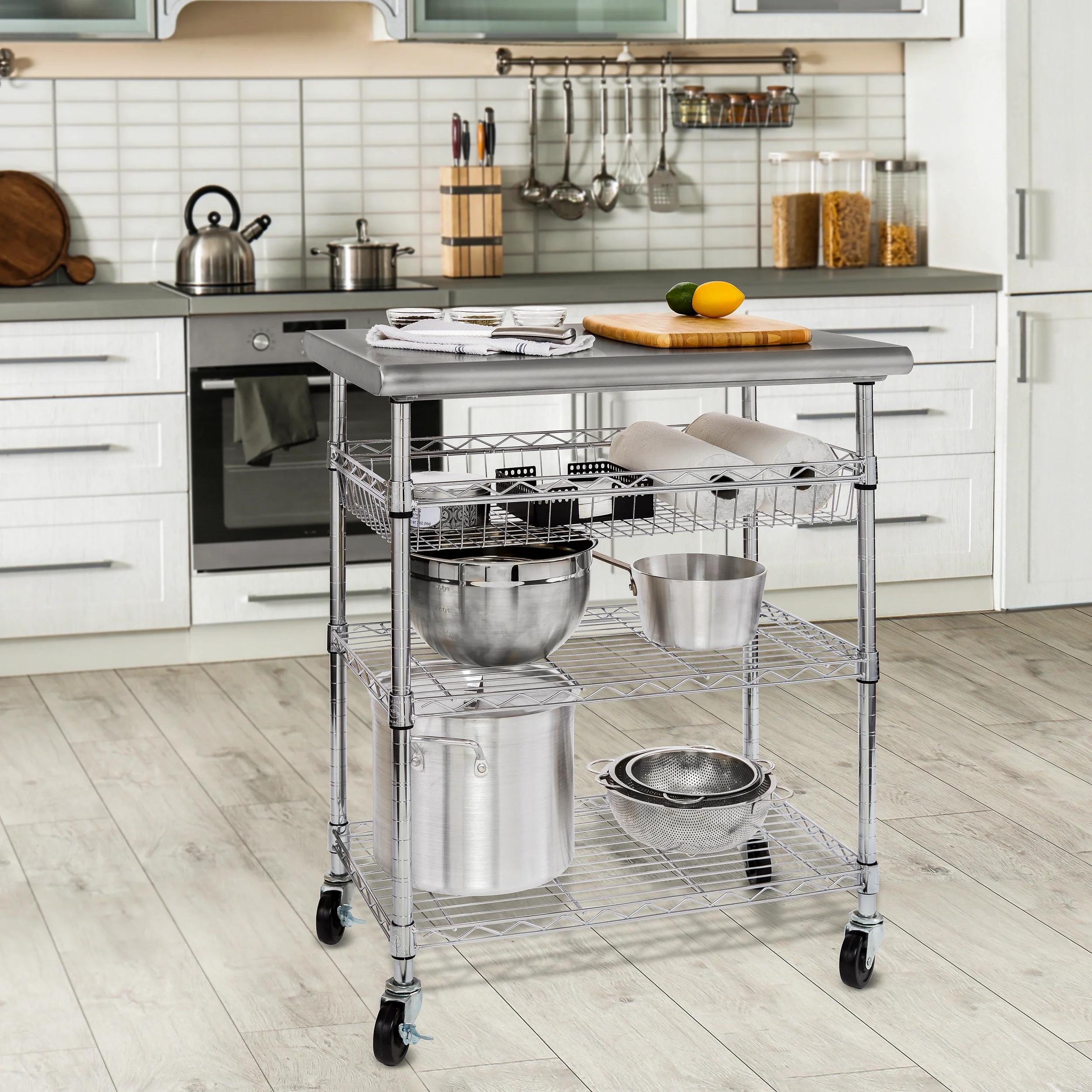 Stainless Steel NSF-Certified Utility Worktable Cart - Image 11