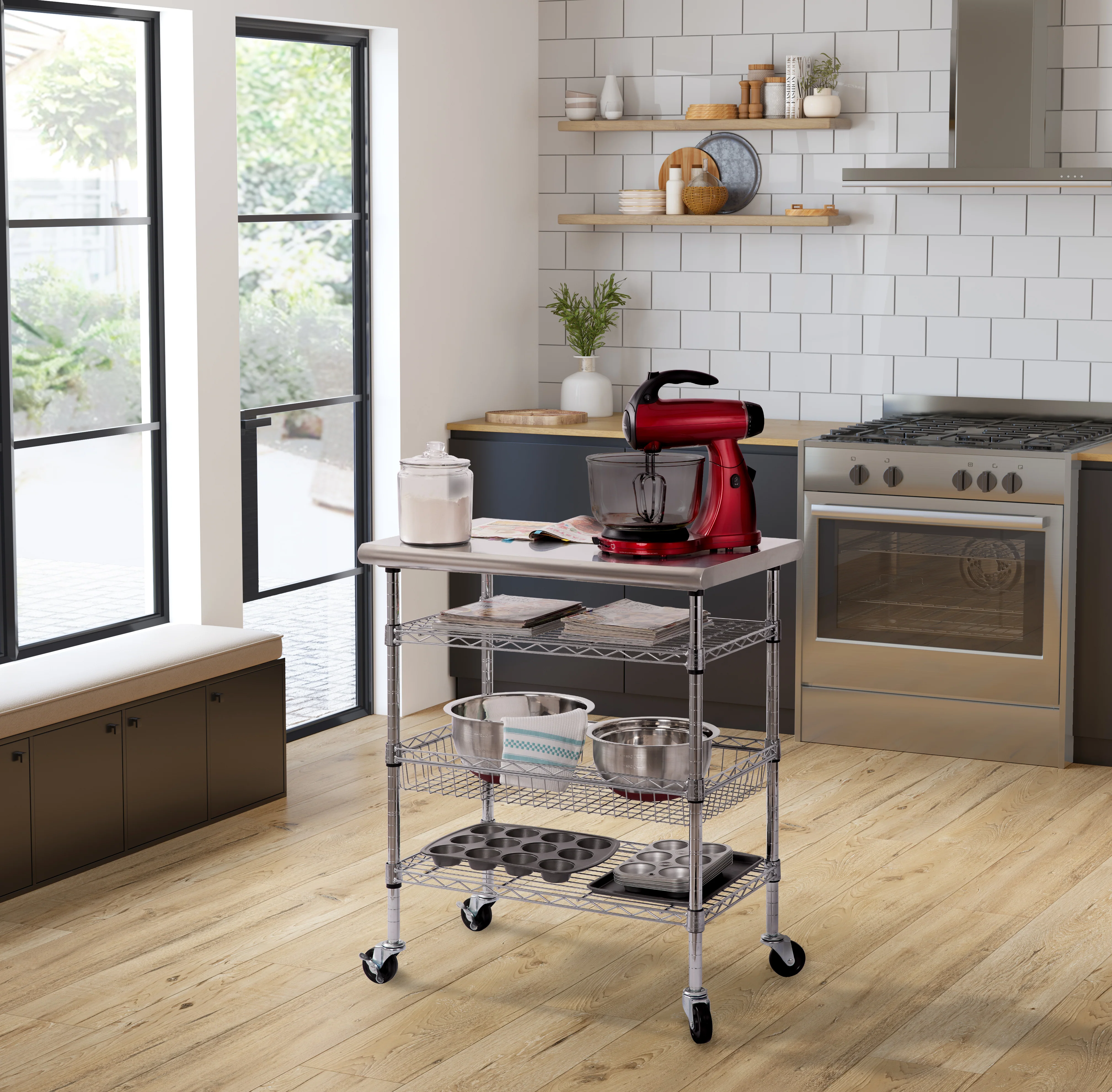 Stainless Steel NSF-Certified Utility Worktable Cart - Image 12