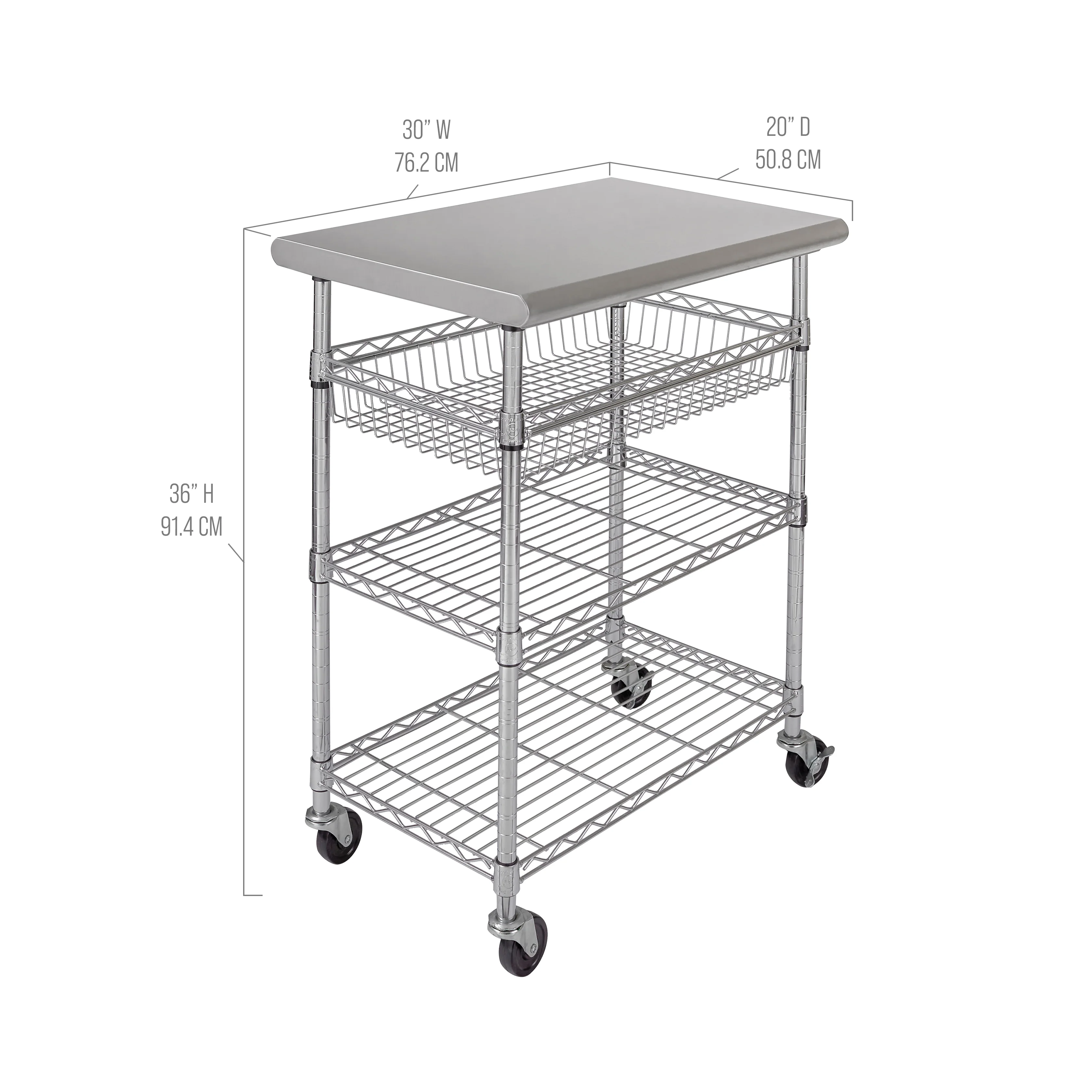 Stainless Steel NSF-Certified Utility Worktable Cart - Image 3