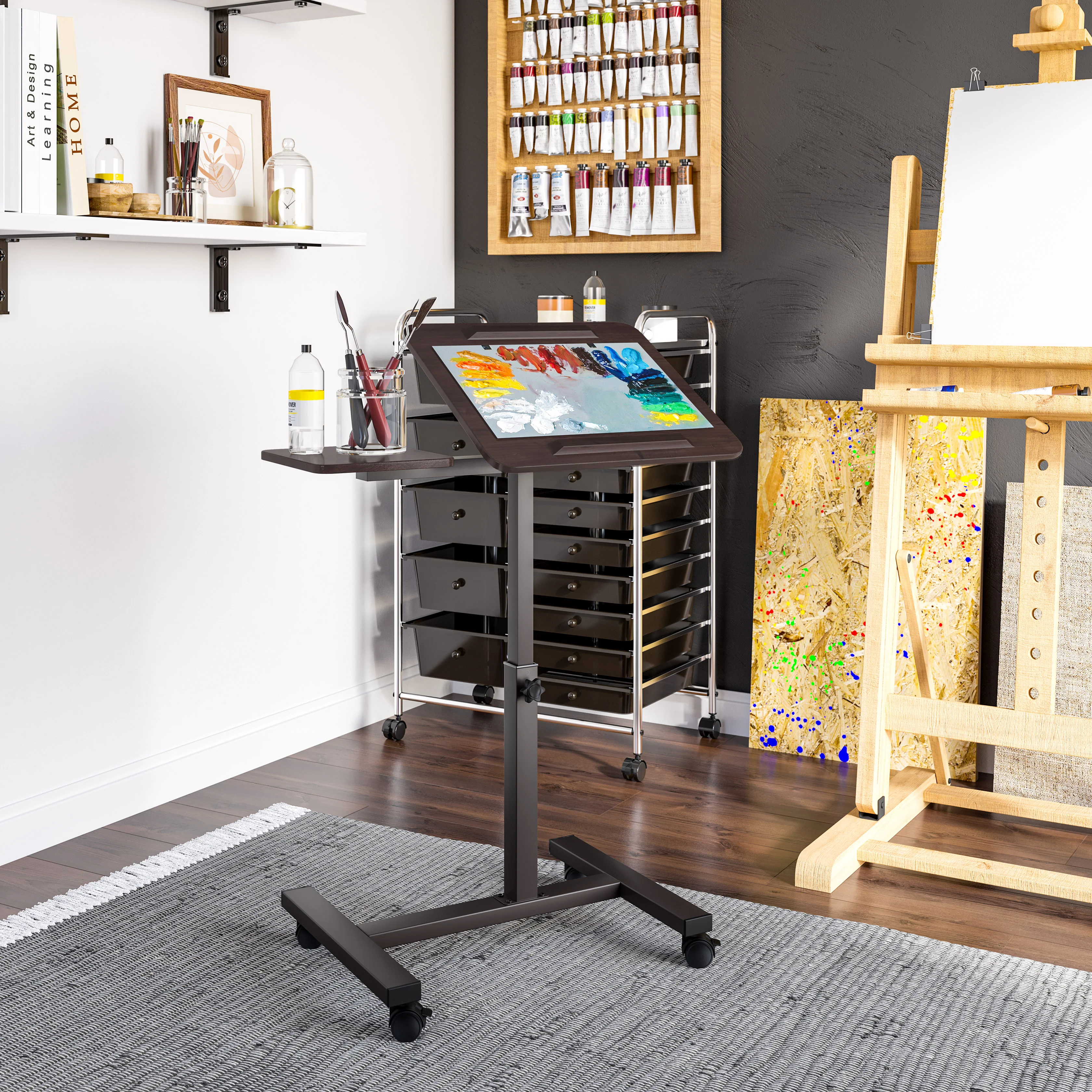 airLIFT® Tilting Mobile Desk Cart, Walnut - Image 3