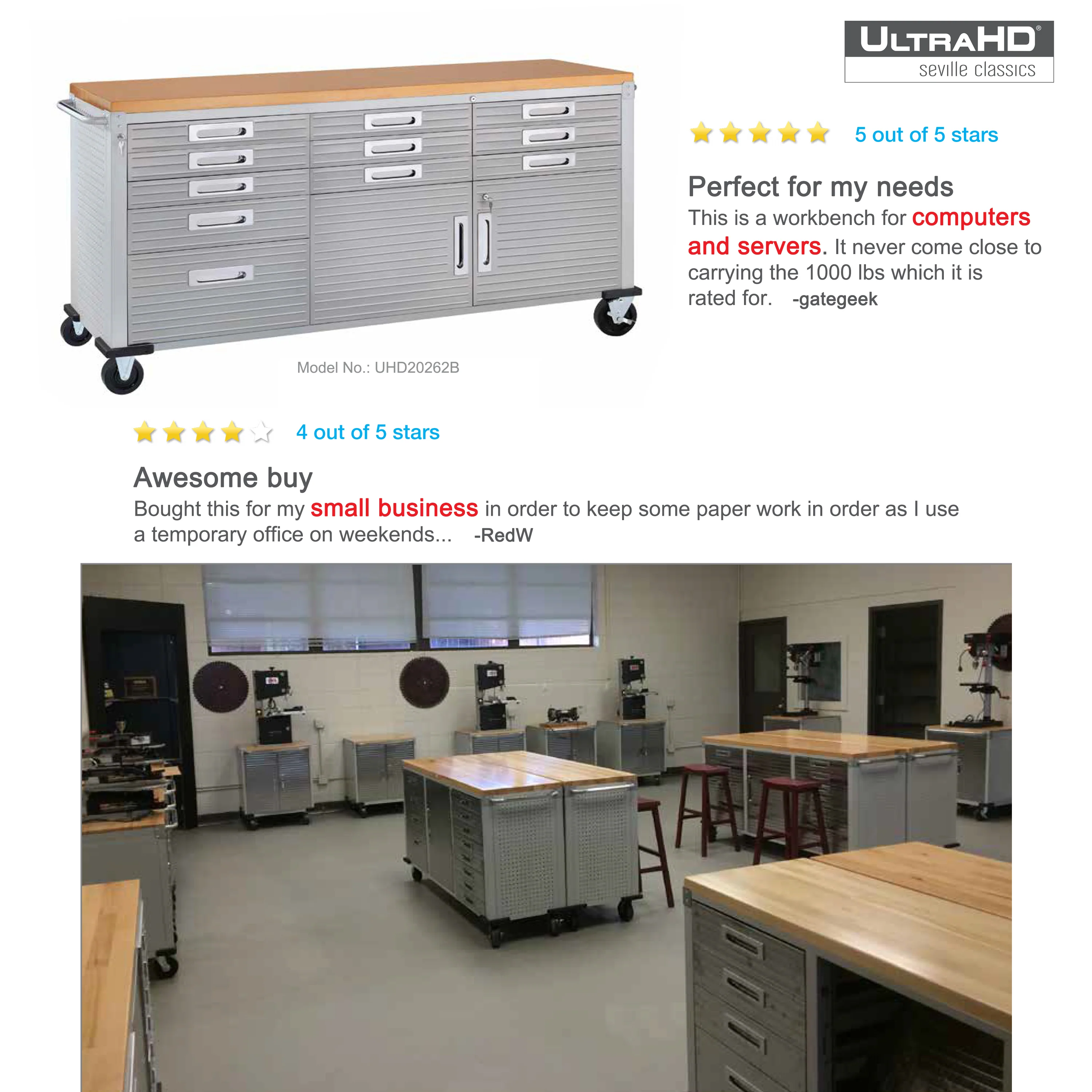 UltraHD® 11-Drawer Rolling Workbench, Red - Image 19