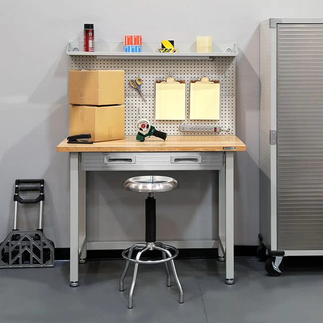 UltraHD® Lighted Workcenter w/ Wood Top and Pegboard, Granite - Image 13