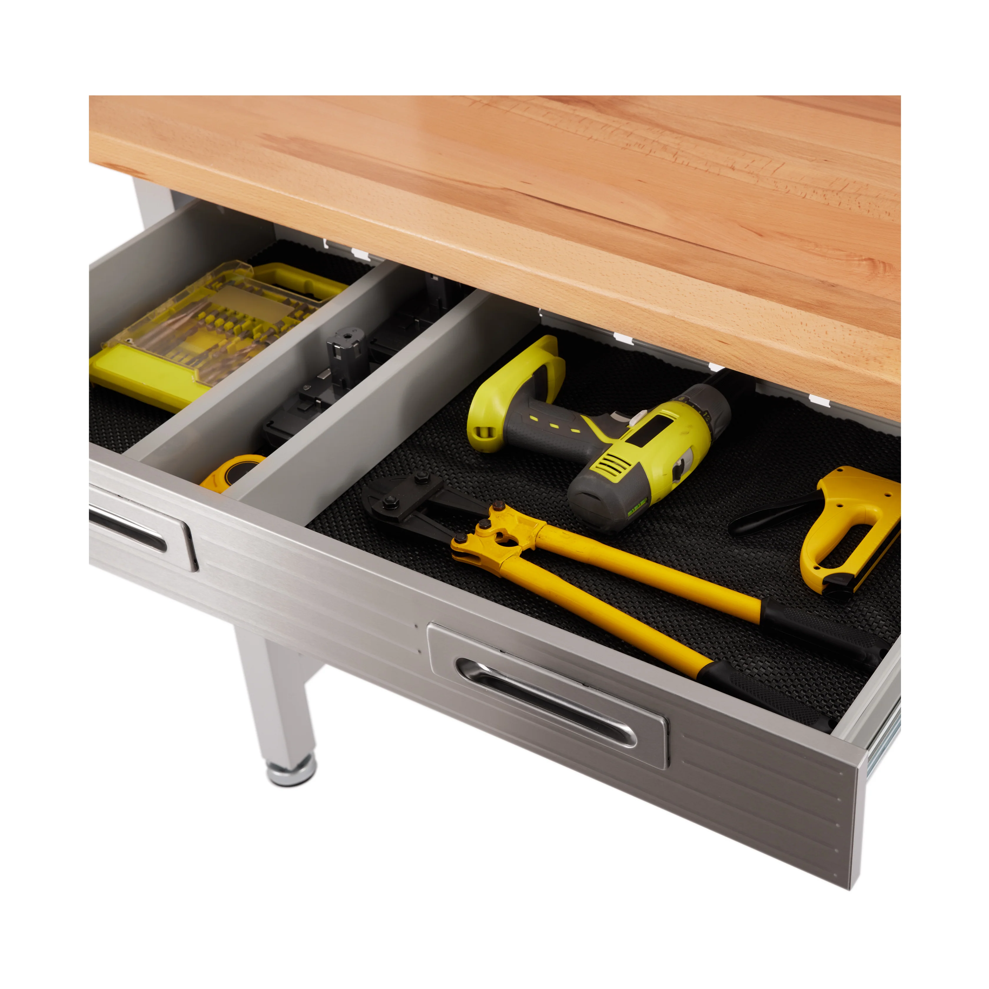 UltraHD® Lighted Workcenter w/ Wood Top and Pegboard, Granite - Image 7