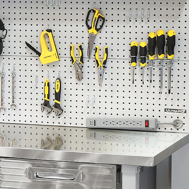 UltraHD® Lighted Workcenter w/ Stainless Steel Top and Pegboard, Granite - Image 8