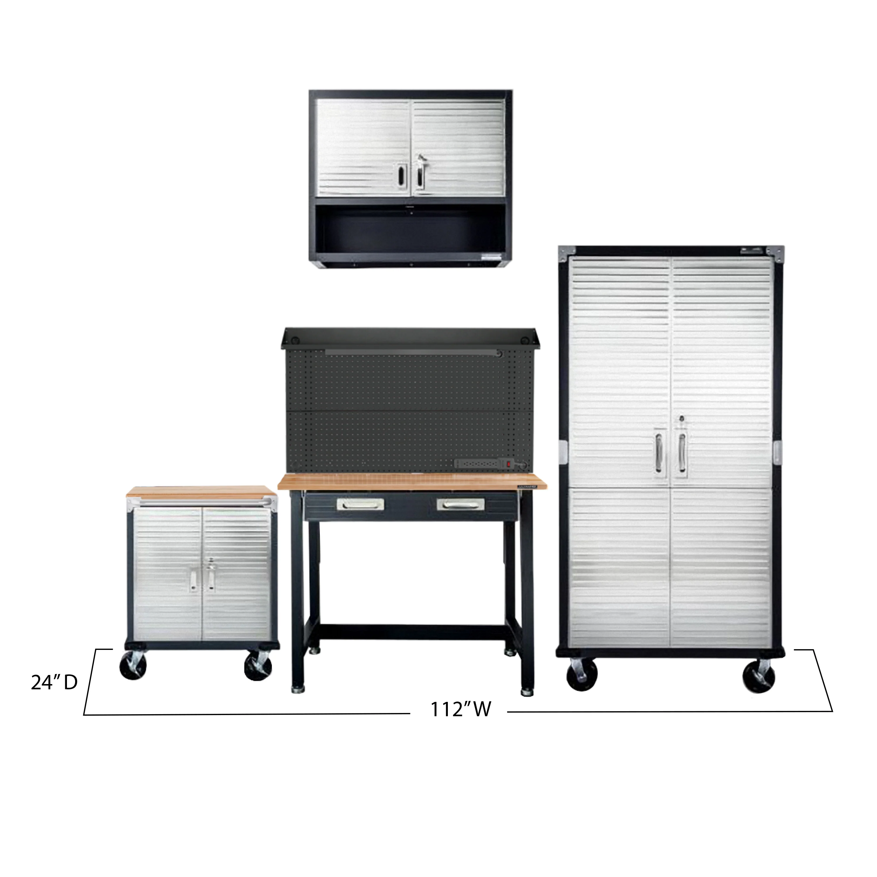 UltraHD® 4-Piece Storage Cabinet System with Lighted Workbench - Image 8