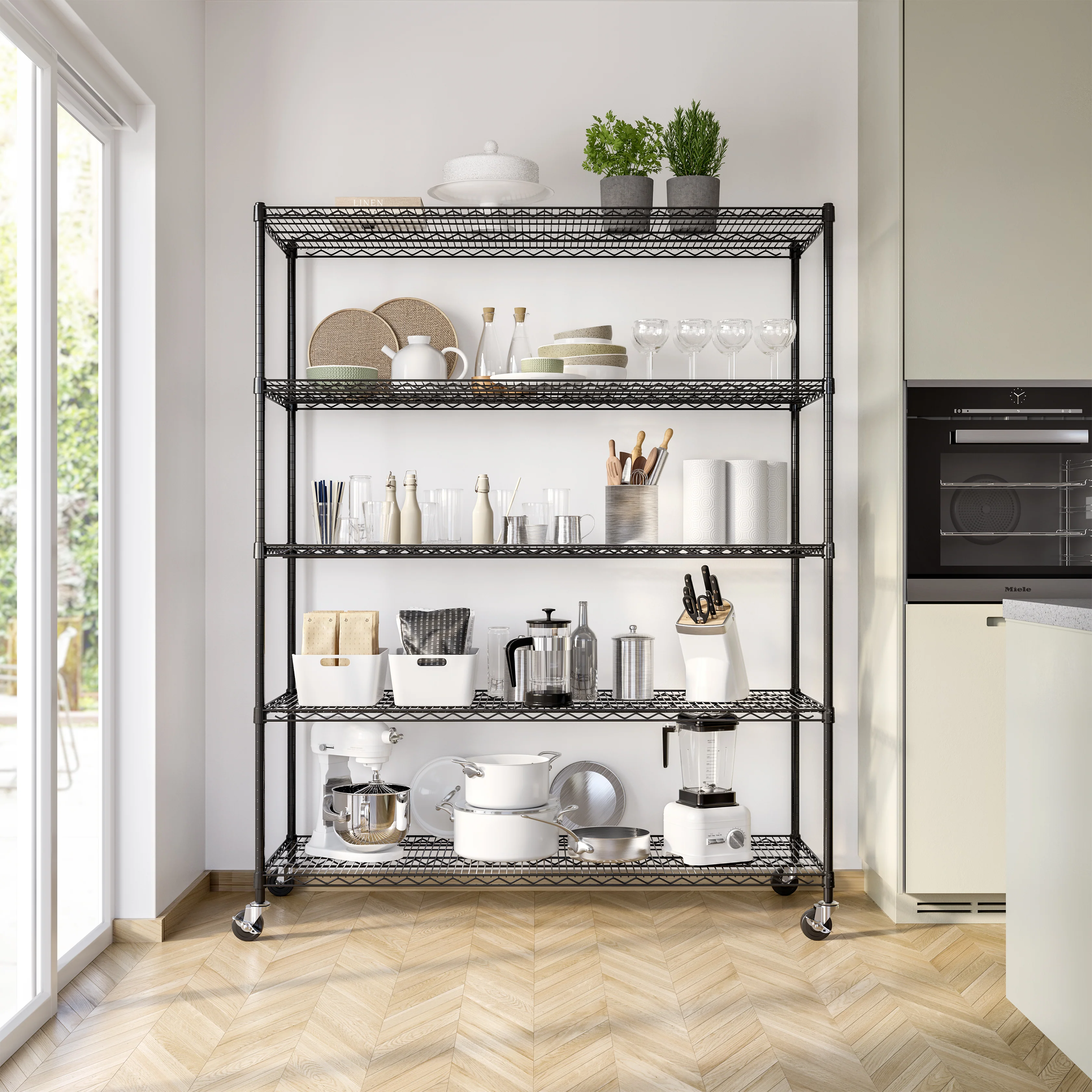 UltraDurable® 5-Tier NSF-Certified Steel Shelving, Black - Image 10