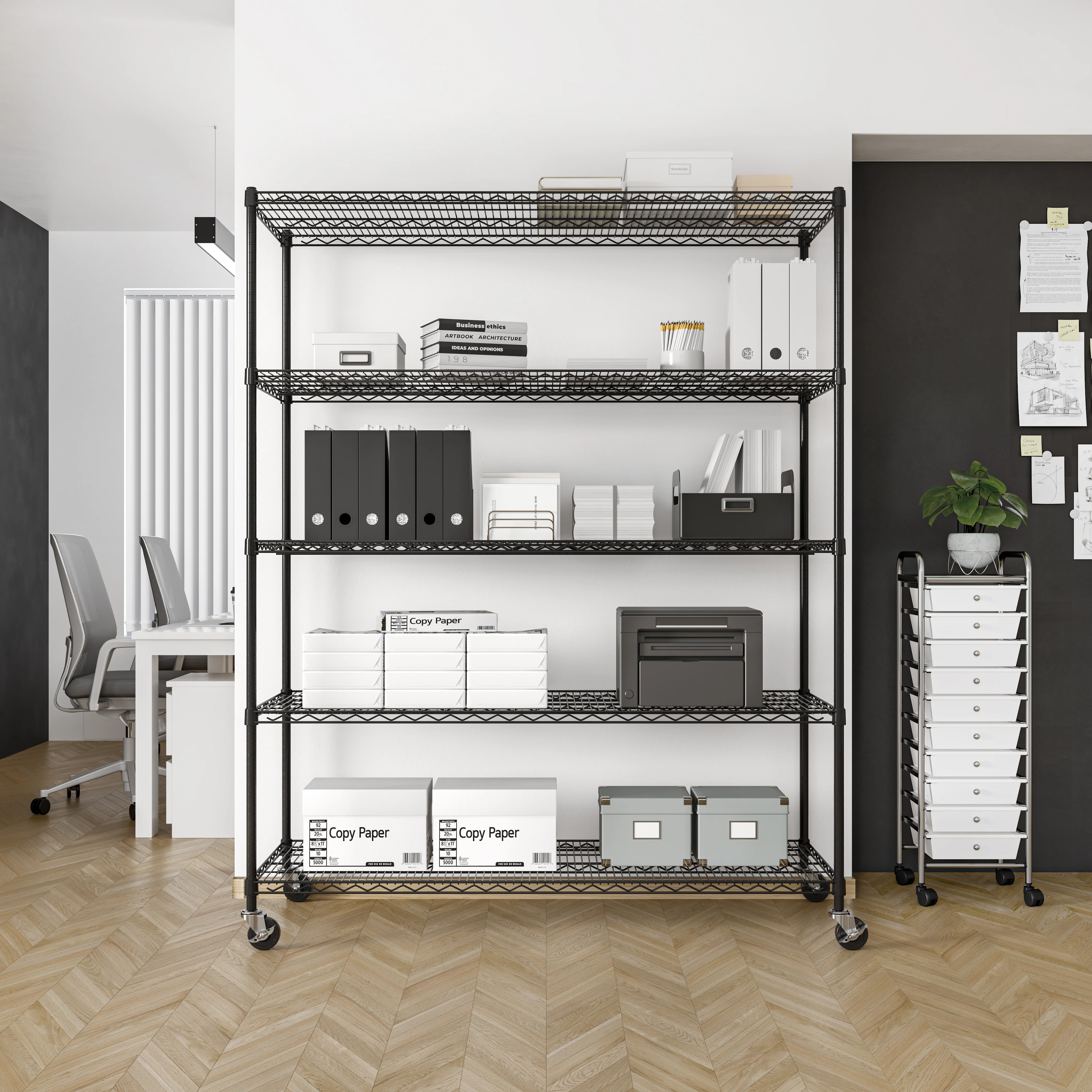 UltraDurable® 5-Tier NSF-Certified Steel Shelving, Black - Image 2