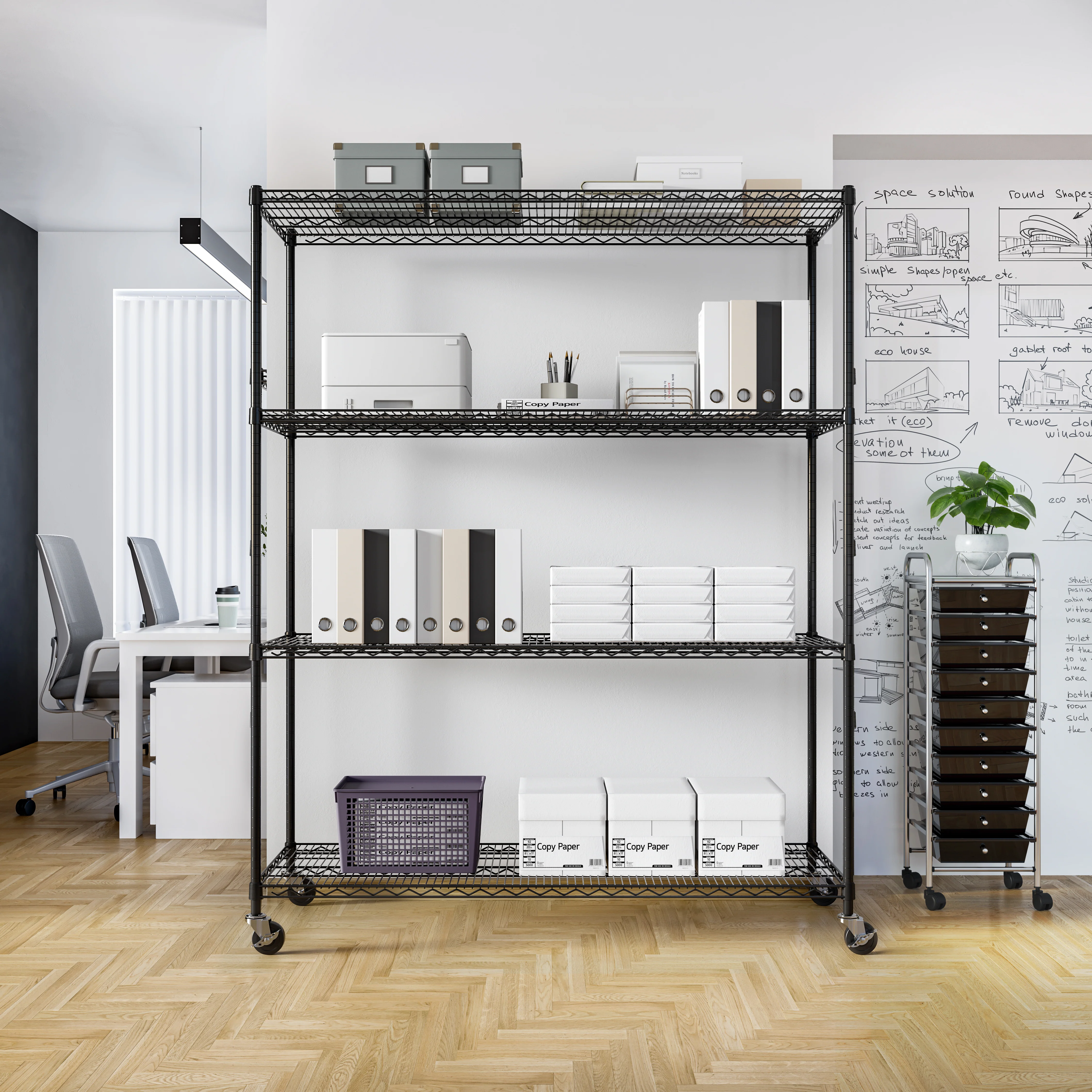 UltraDurable® 4-Tier NSF-Certified Steel Shelving, Black - Image 10