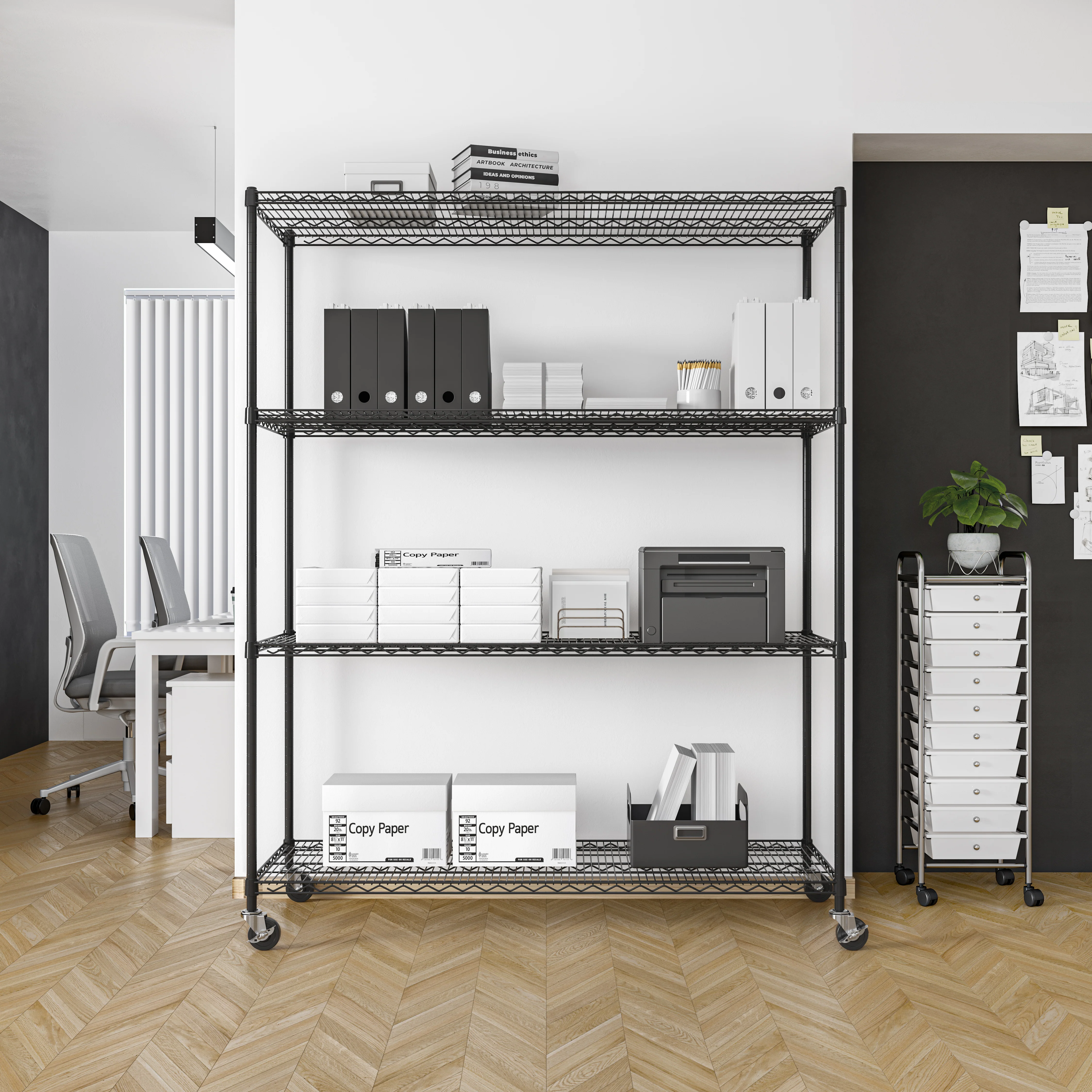 UltraDurable® 4-Tier NSF-Certified Steel Shelving, Black - Image 7
