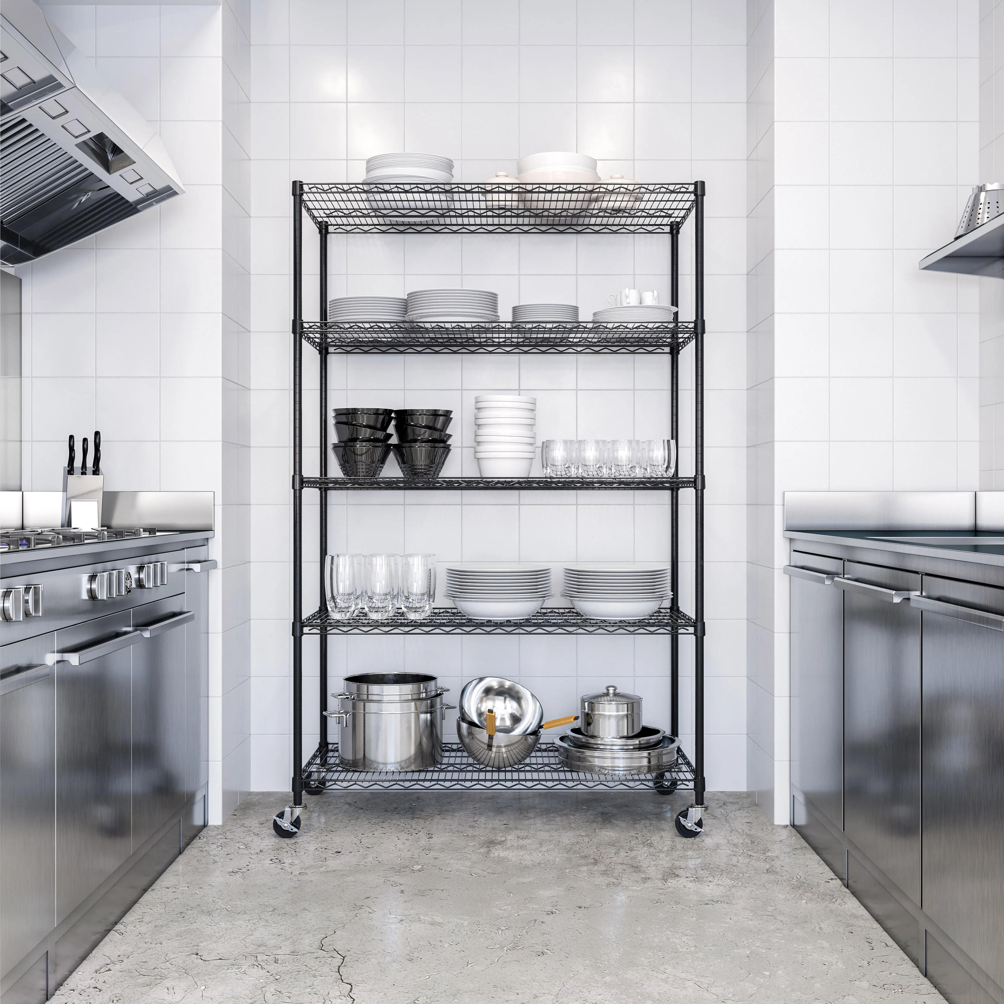 UltraDurable® 5-Tier NSF-Certified Steel Shelving, Black - Image 8