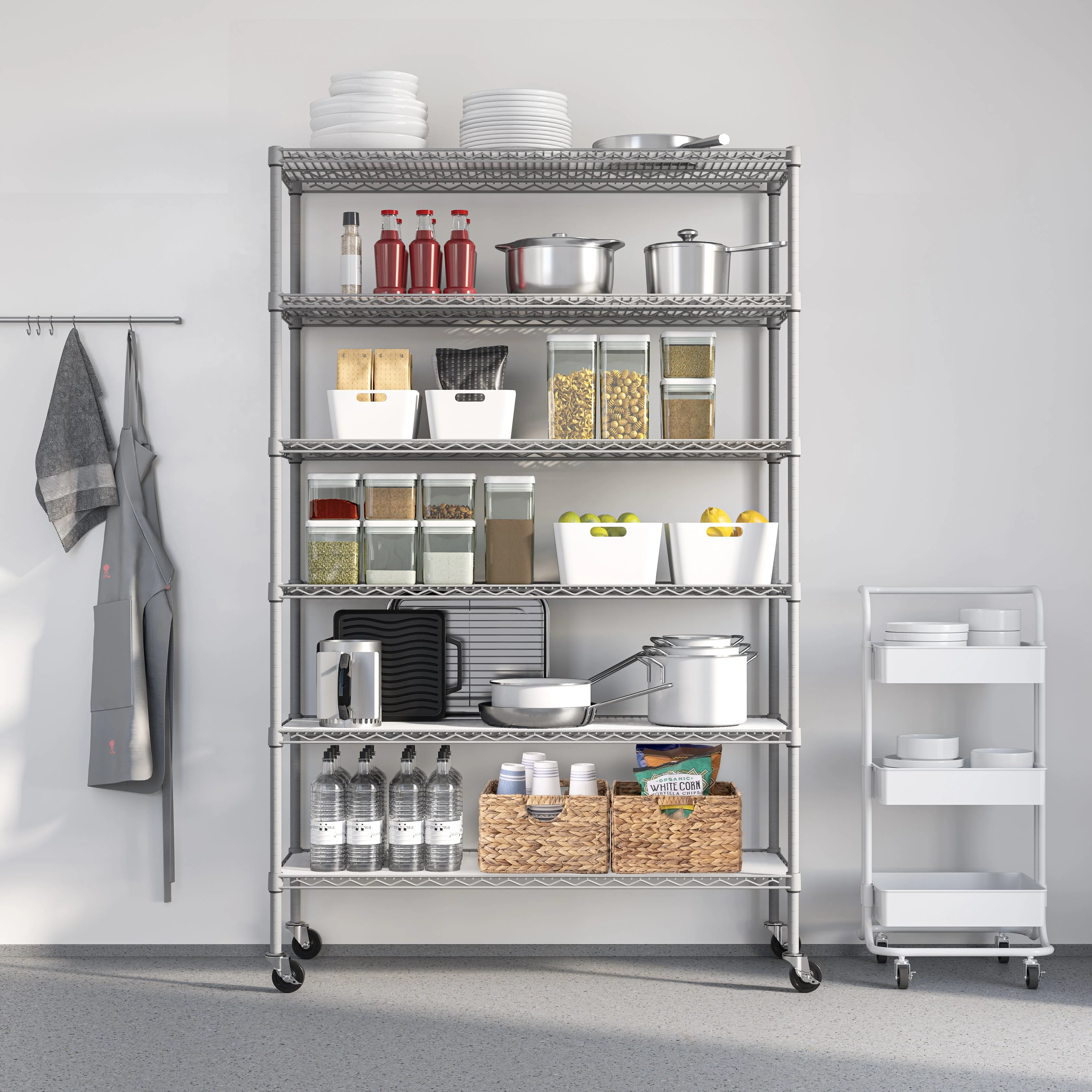 UltraDurable® 6-Tier NSF-Certified Steel Shelving with Shelf Liners, Granite - Image 10
