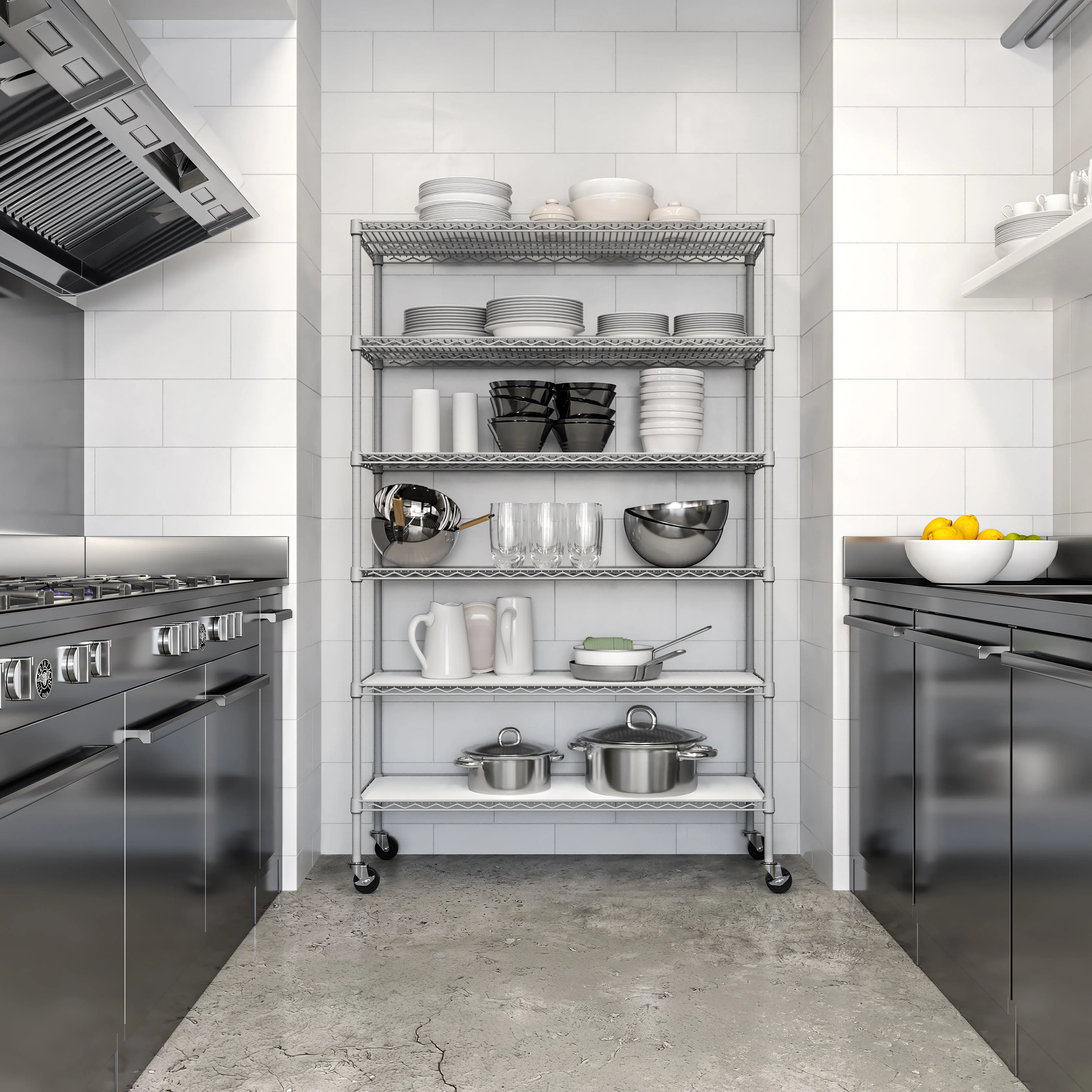 UltraDurable® 6-Tier NSF-Certified Steel Shelving with Shelf Liners, Granite - Image 12