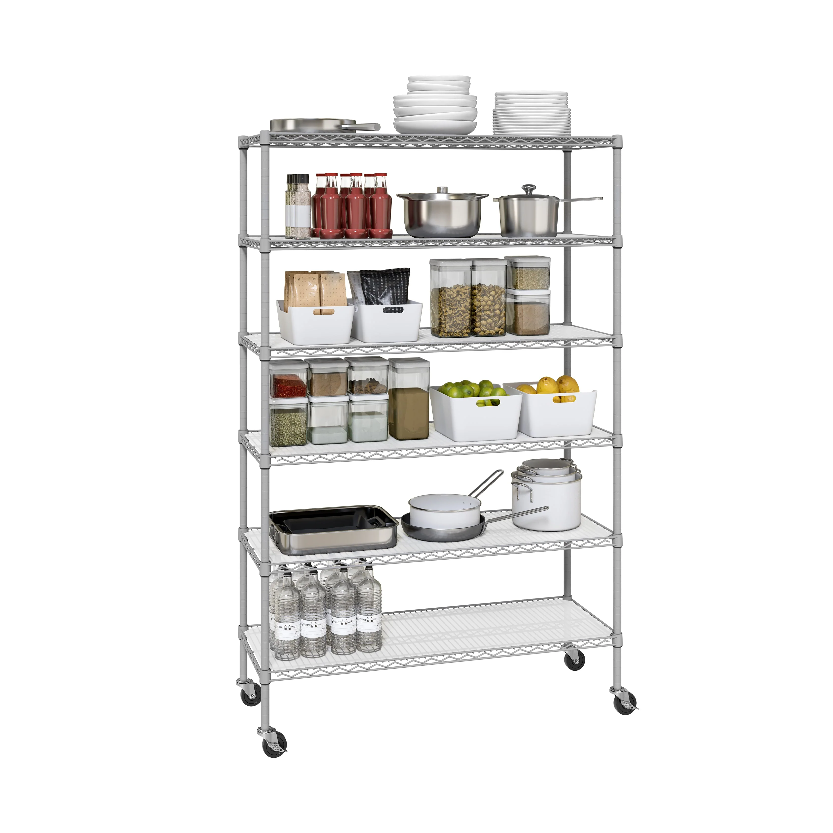 UltraDurable® 6-Tier NSF-Certified Steel Shelving with Shelf Liners, Granite - Image 3