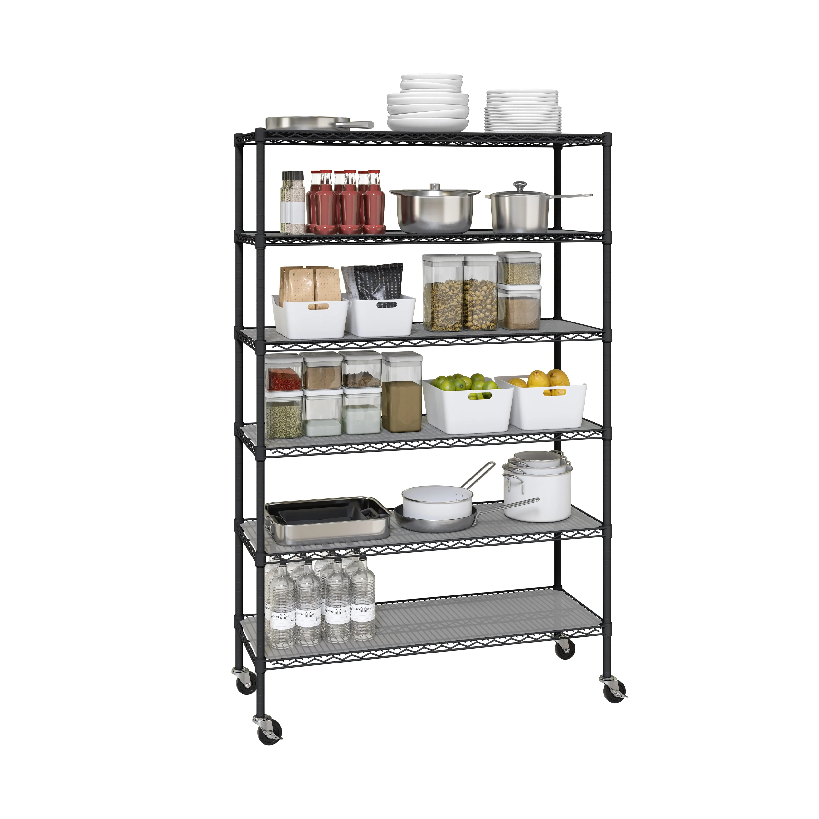 UltraDurable® 6-Tier NSF-Certified Steel Shelving with Shelf Liners, Graphite - Image 3