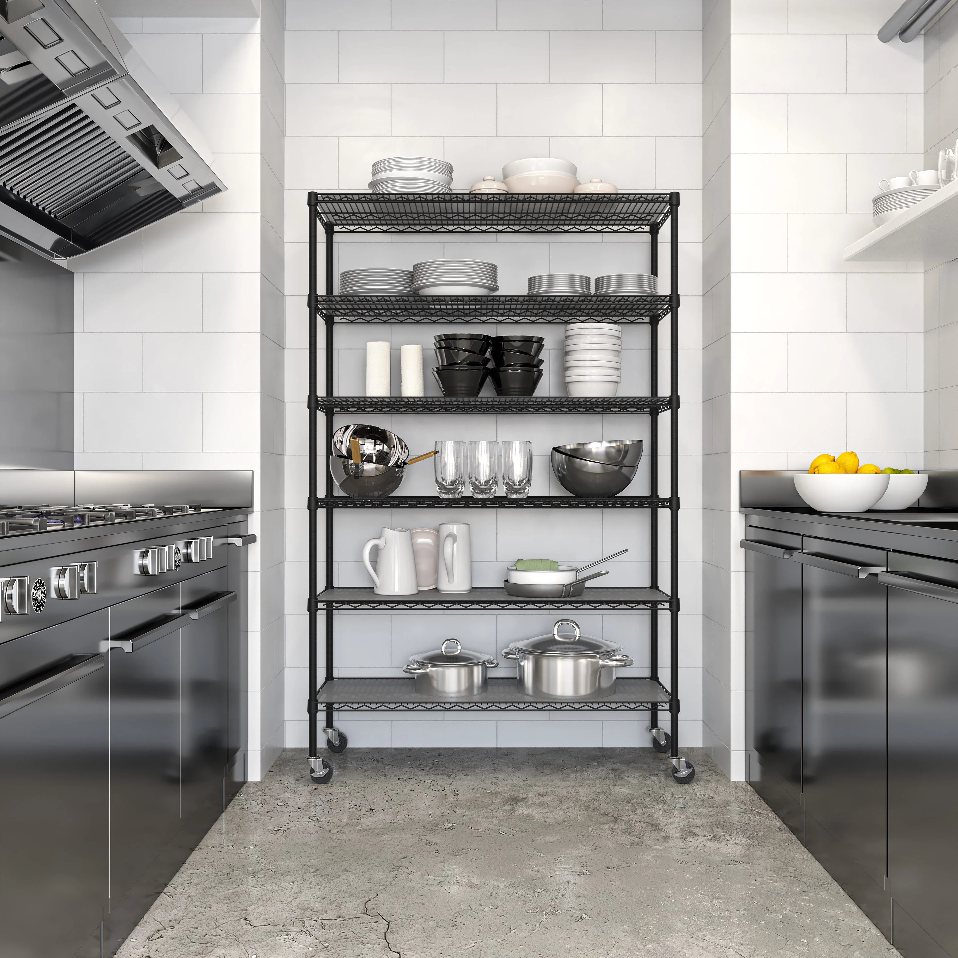 UltraDurable® 6-Tier NSF-Certified Steel Shelving with Shelf Liners, Graphite - Image 9