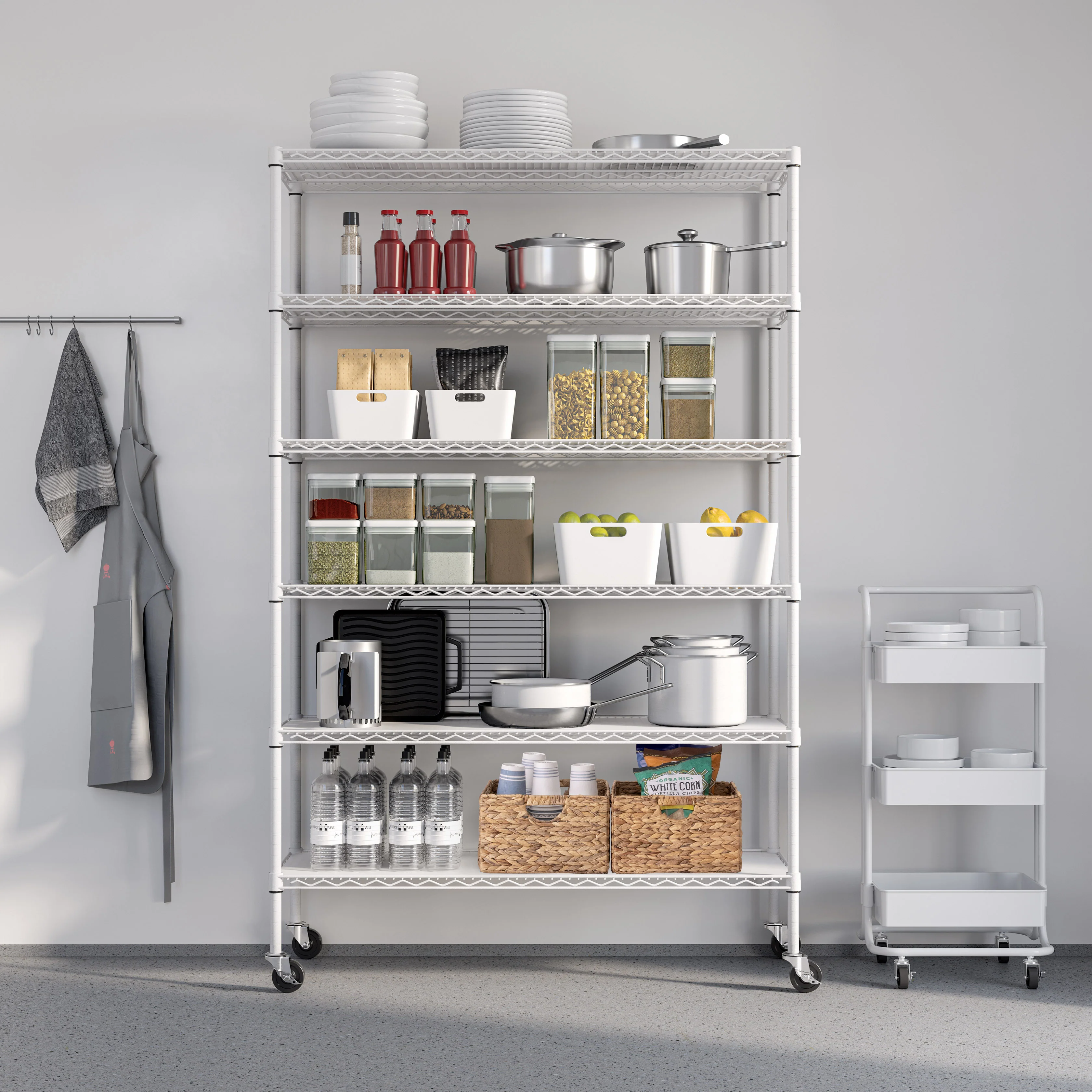 UltraDurable® 6-Tier NSF-Certified Steel Shelving with Shelf Liners, White - Image 10