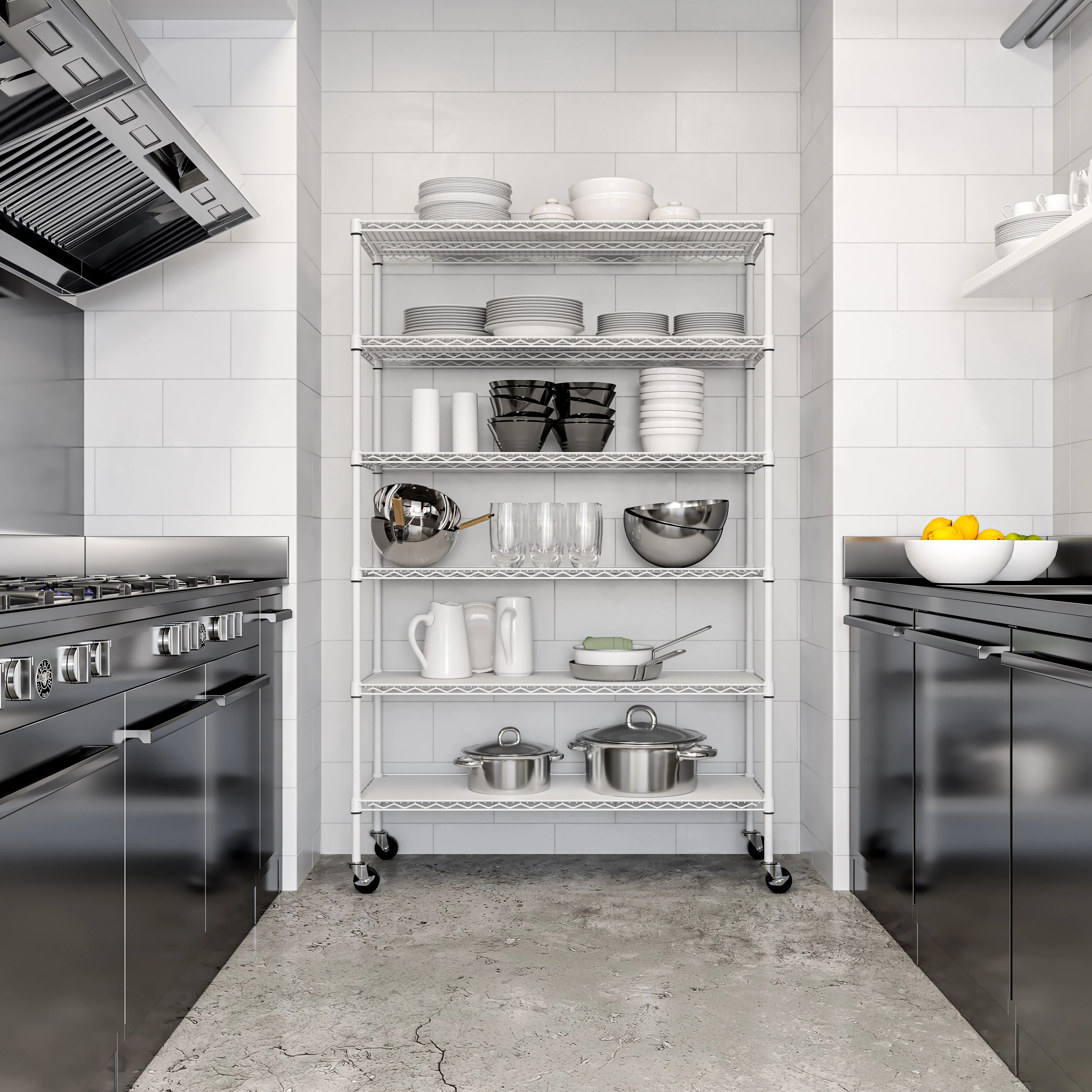 UltraDurable® 6-Tier NSF-Certified Steel Shelving with Shelf Liners, White - Image 11
