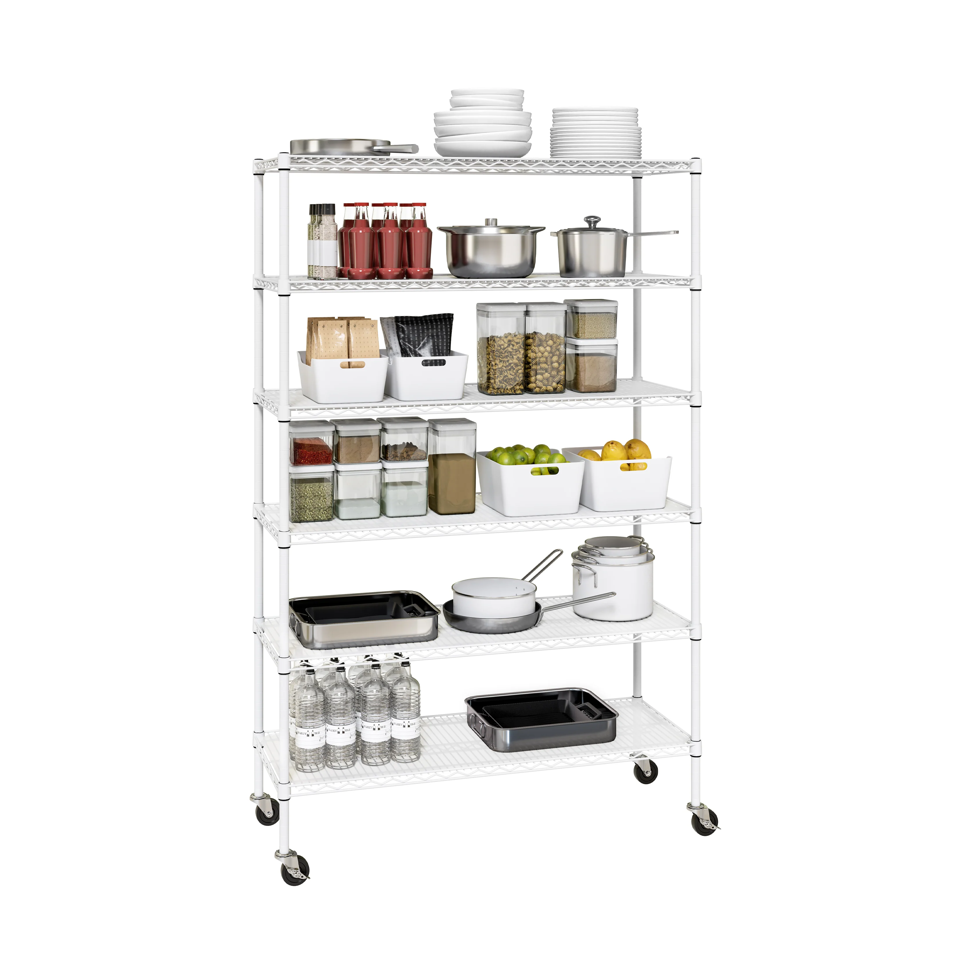 UltraDurable® 6-Tier NSF-Certified Steel Shelving with Shelf Liners, White - Image 12