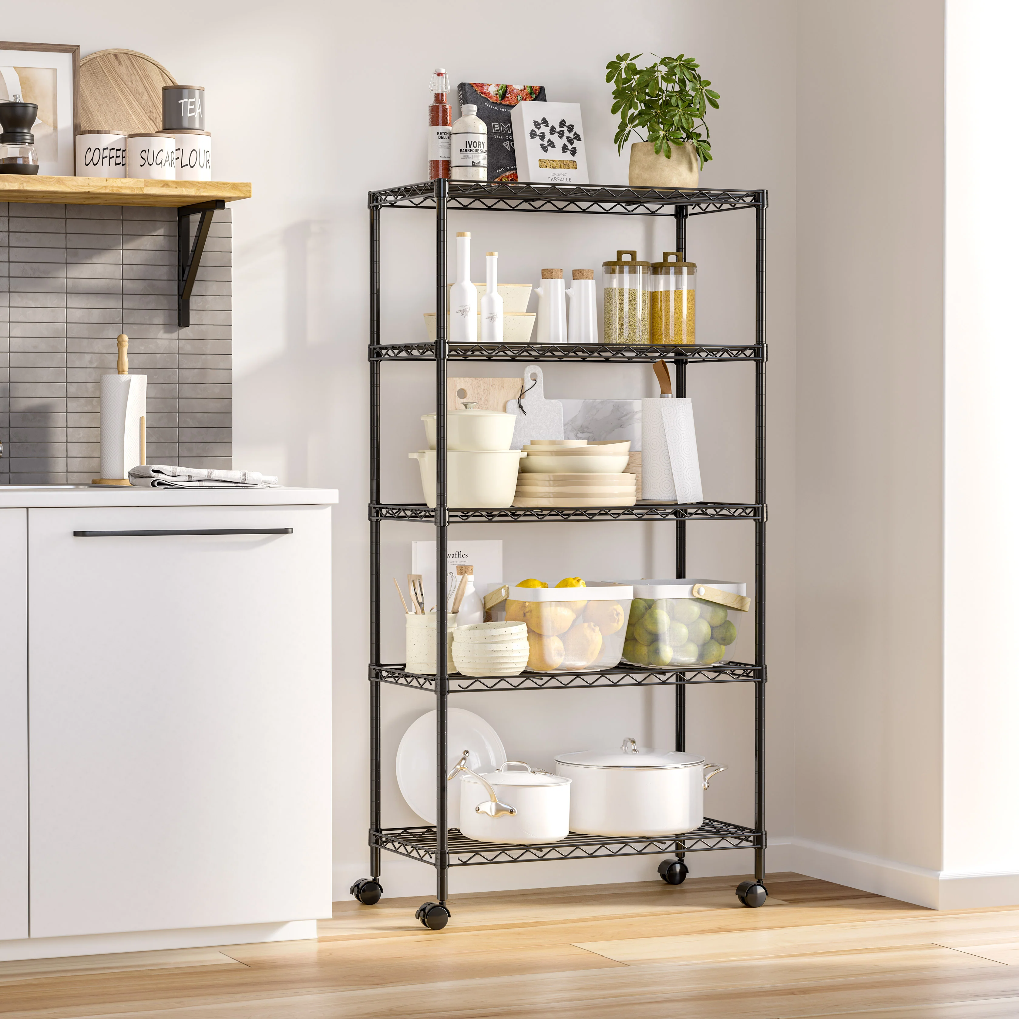 5-Tier Steel Shelving, Black - Image 11