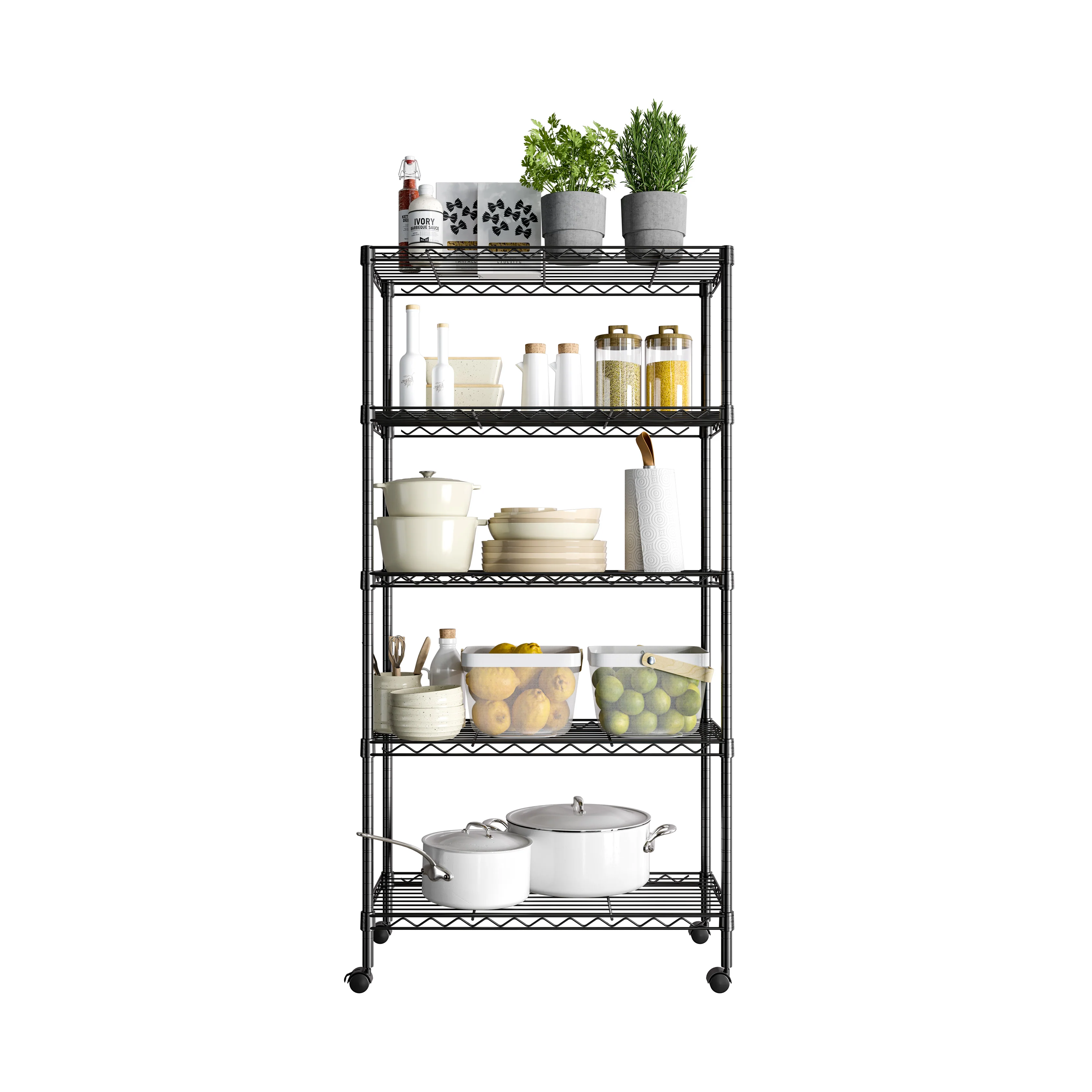 5-Tier Steel Shelving, Black - Image 5
