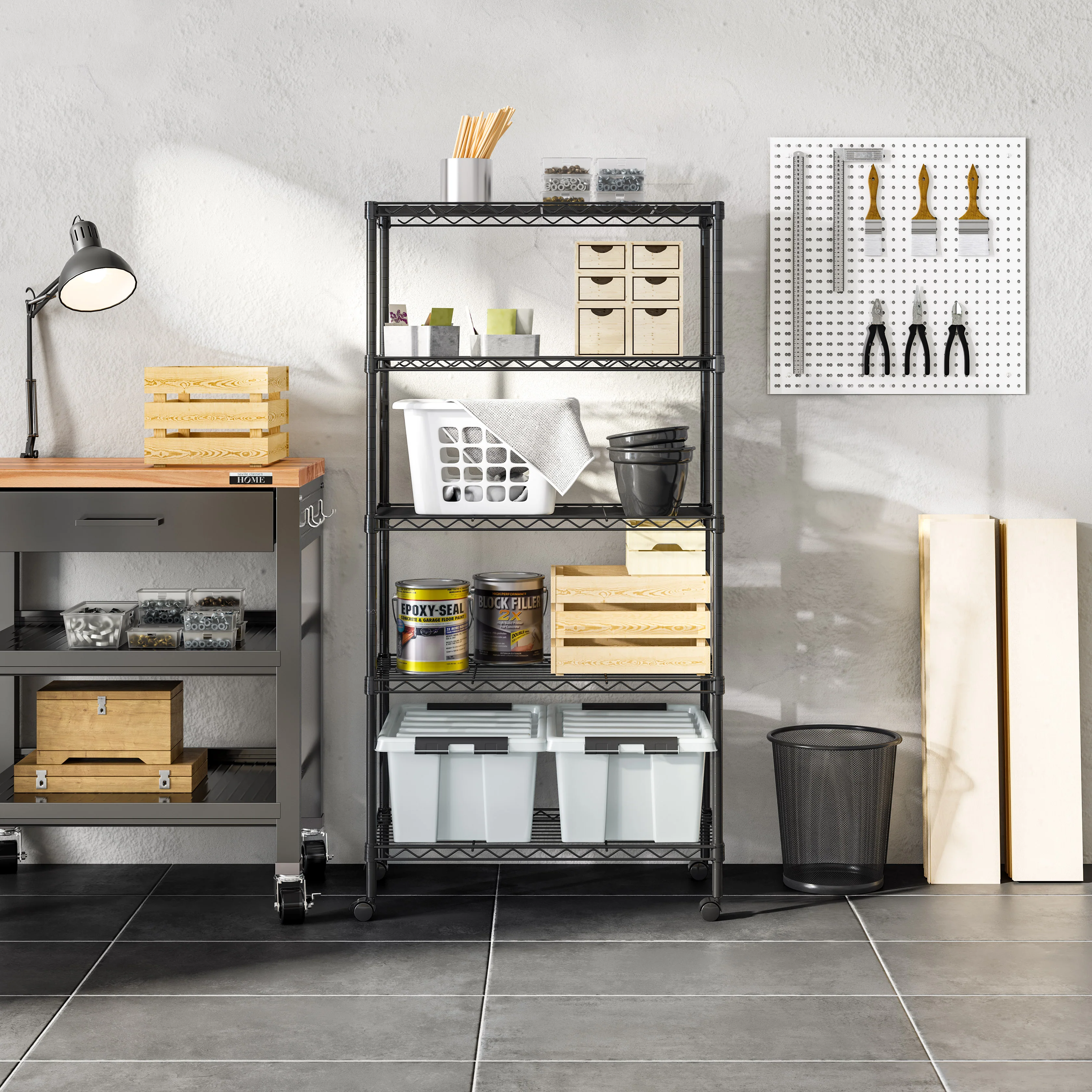 5-Tier Steel Shelving, Black - Image 9