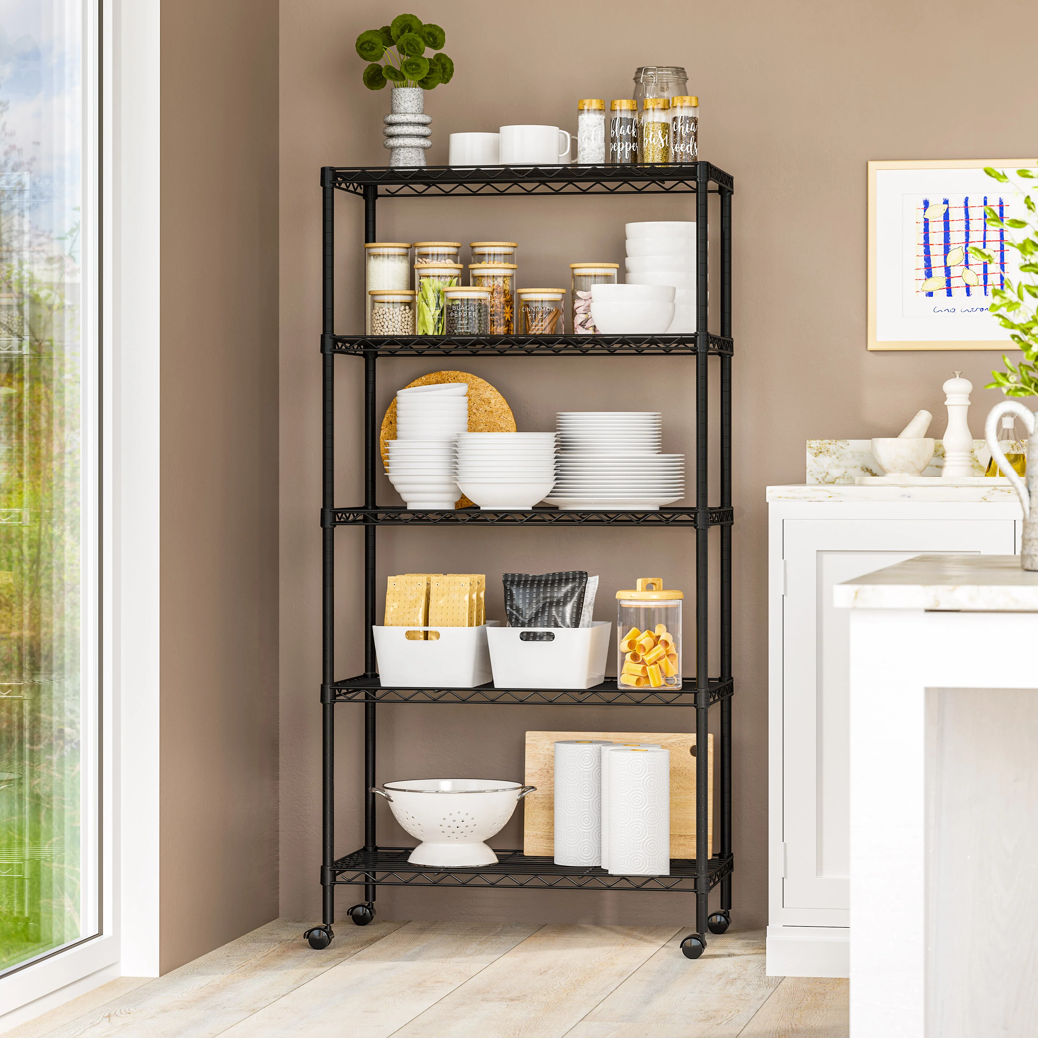 5-Tier Steel Shelving, Black - Image 12
