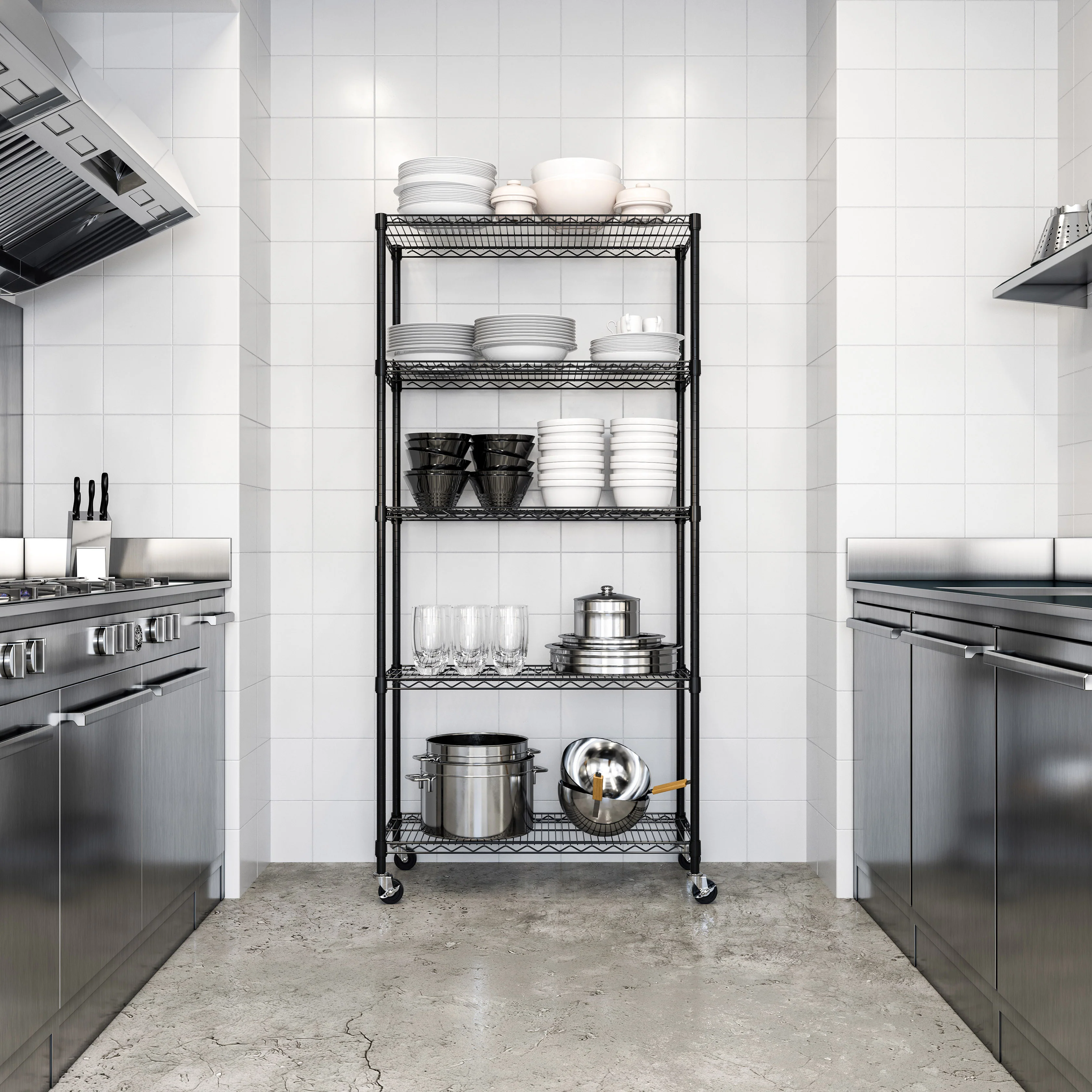 UltraDurable® 5-Tier NSF-Certified Steel Shelving, Black - Image 9