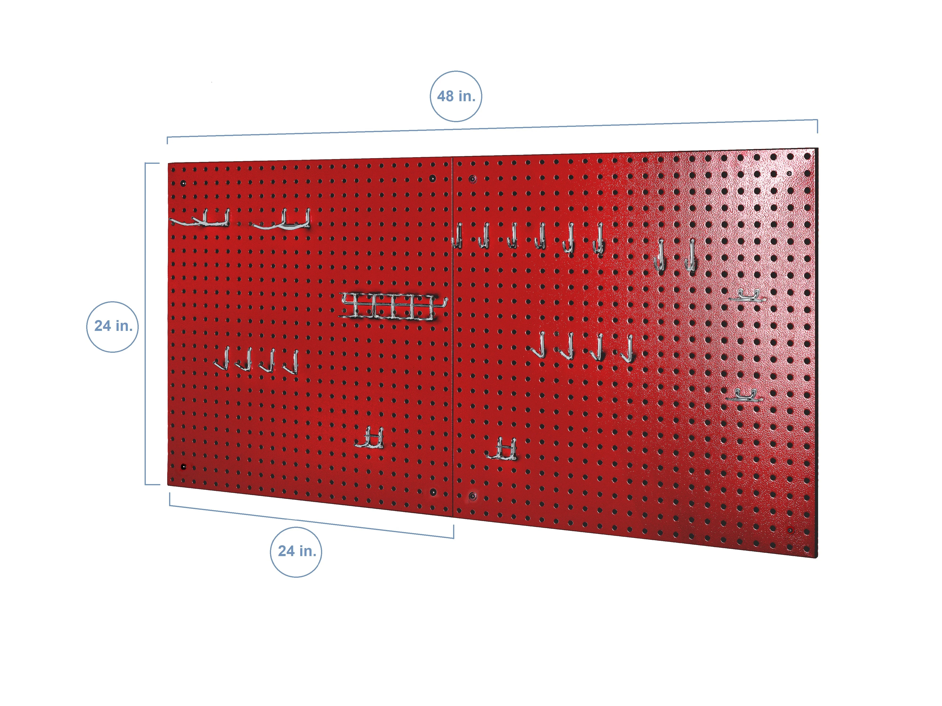 UltraHD® 2-Piece Pegboard Set w/ 23 Piece Hook Assortment, Red - Image 2