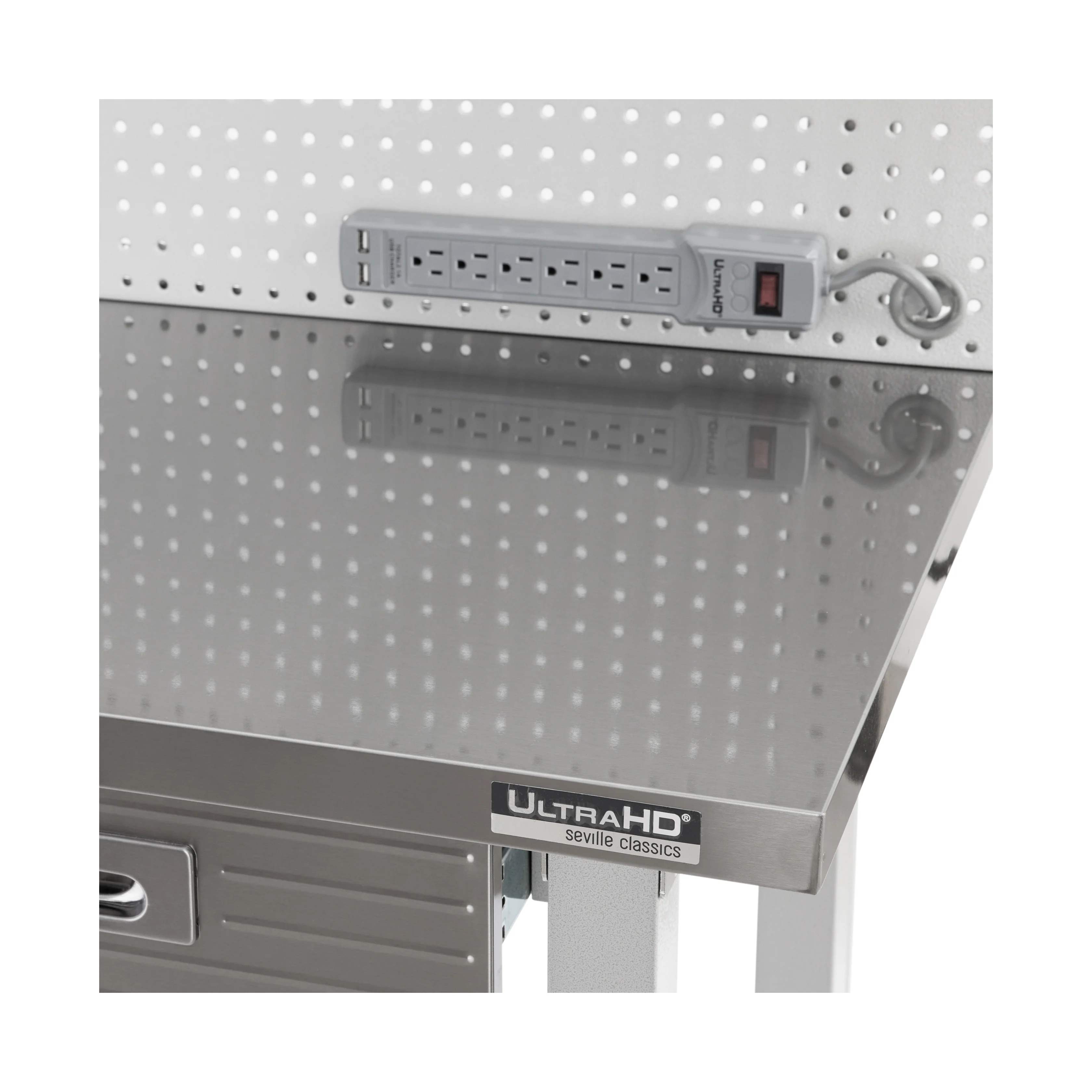 UltraHD® Lighted Workcenter w/ Stainless Steel Top and Pegboard - Image 12