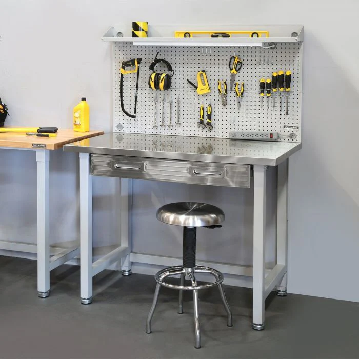 UltraHD® Lighted Workcenter w/ Stainless Steel Top and Pegboard - Image 5