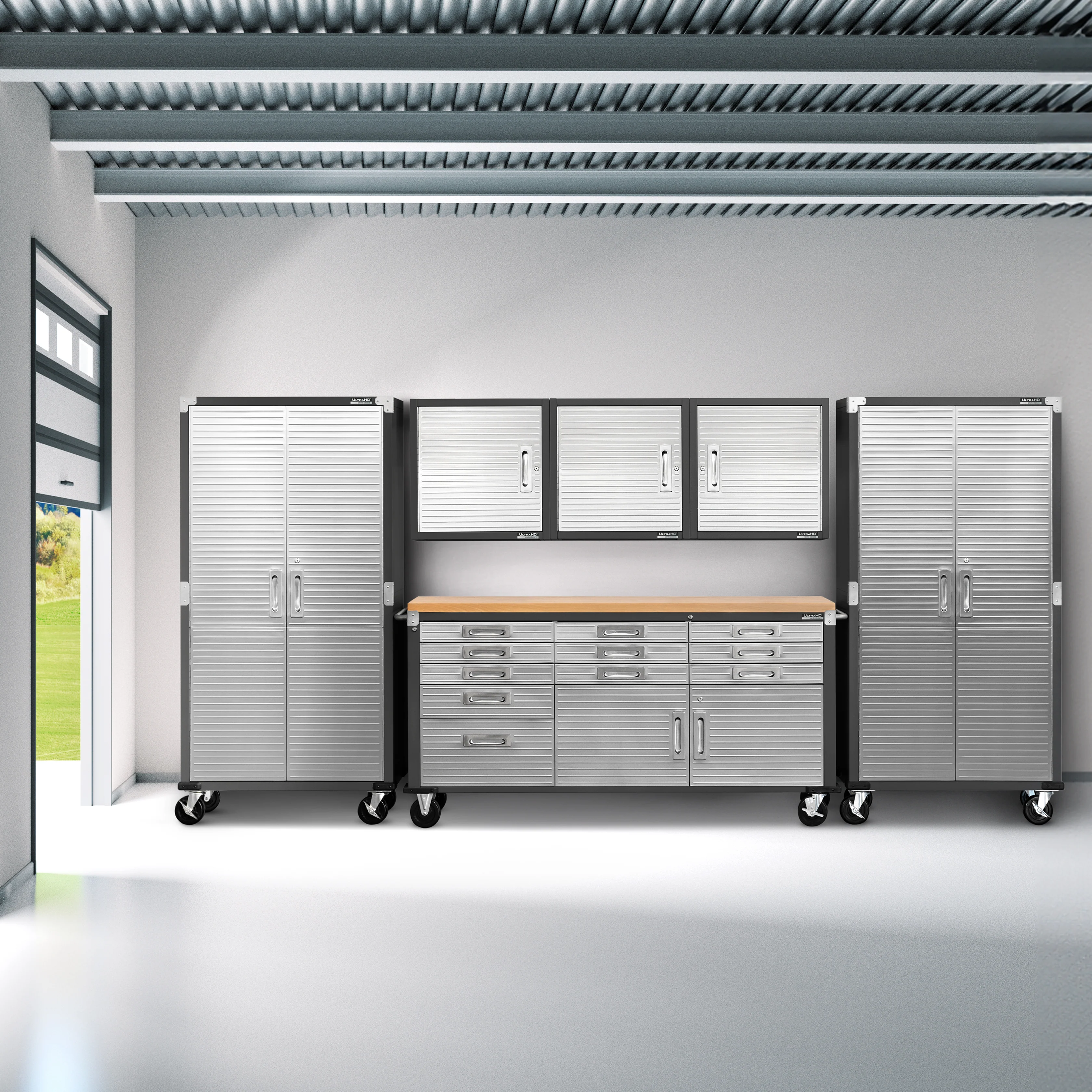 UltraHD® 6-Piece Storage Cabinet System with Rolling Workbench - Image 2