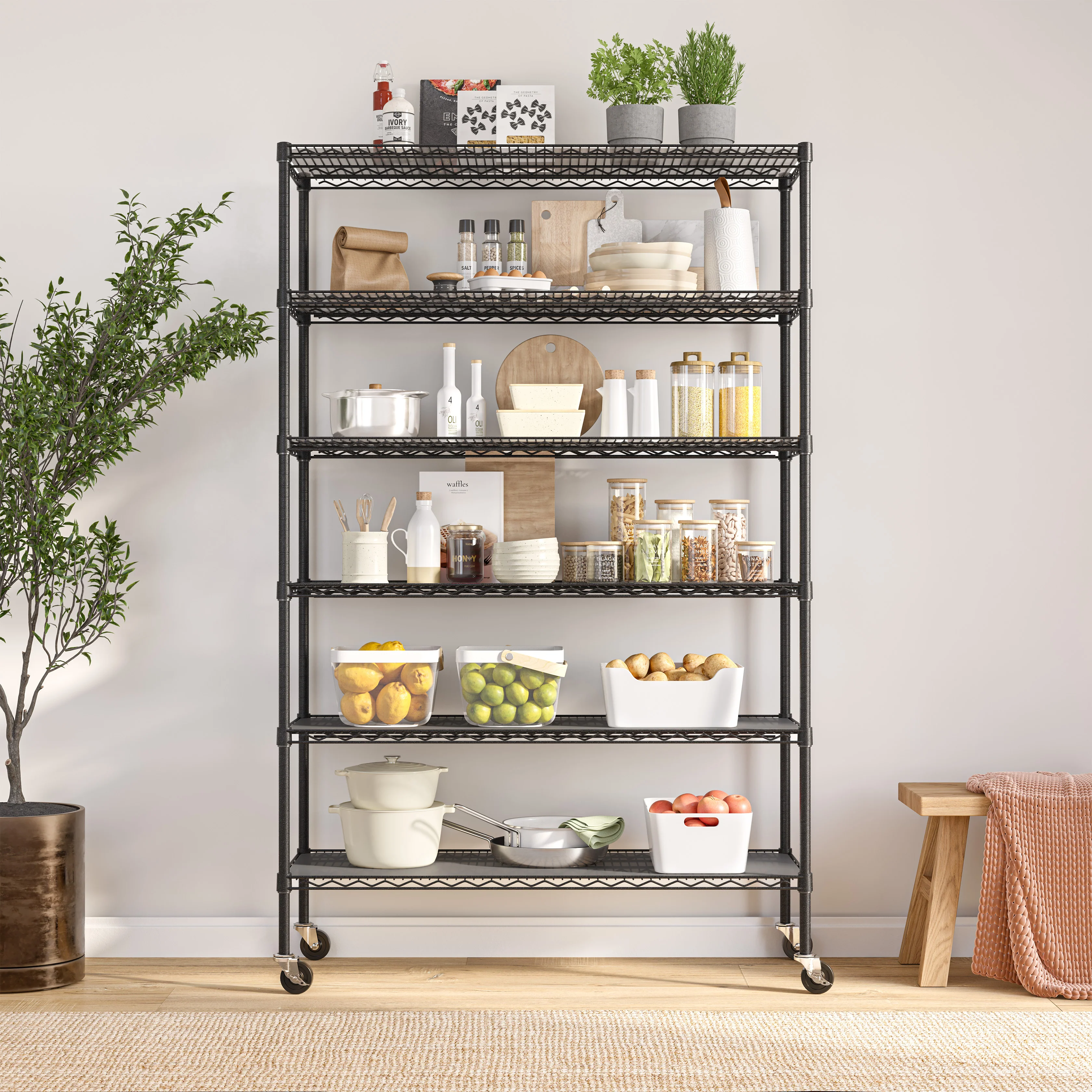 UltraDurable® 6-Tier NSF-Certified Steel Shelving with Shelf Liners - Image 21