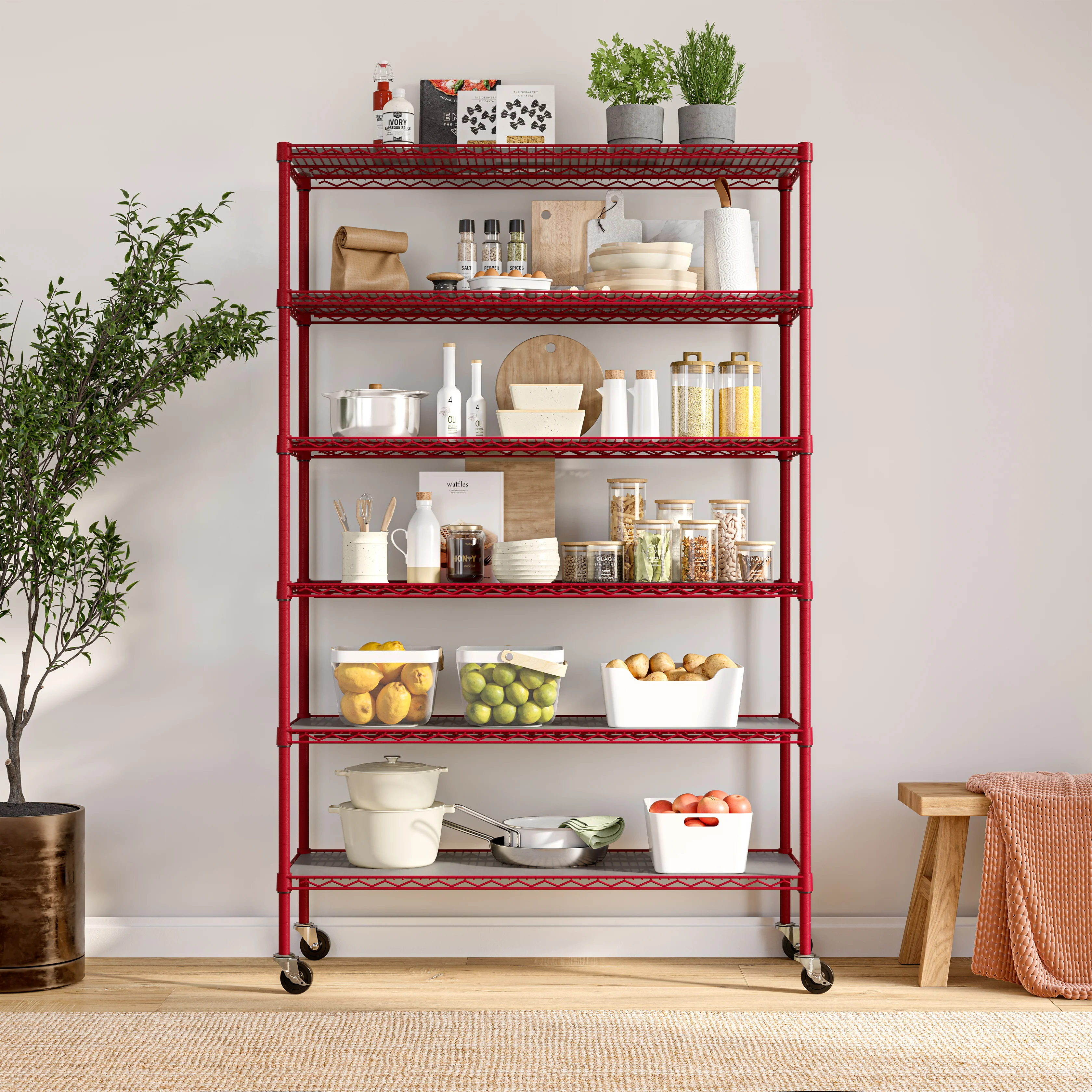 UltraDurable® 6-Tier NSF-Certified Steel Shelving with Shelf Liners - Image 29