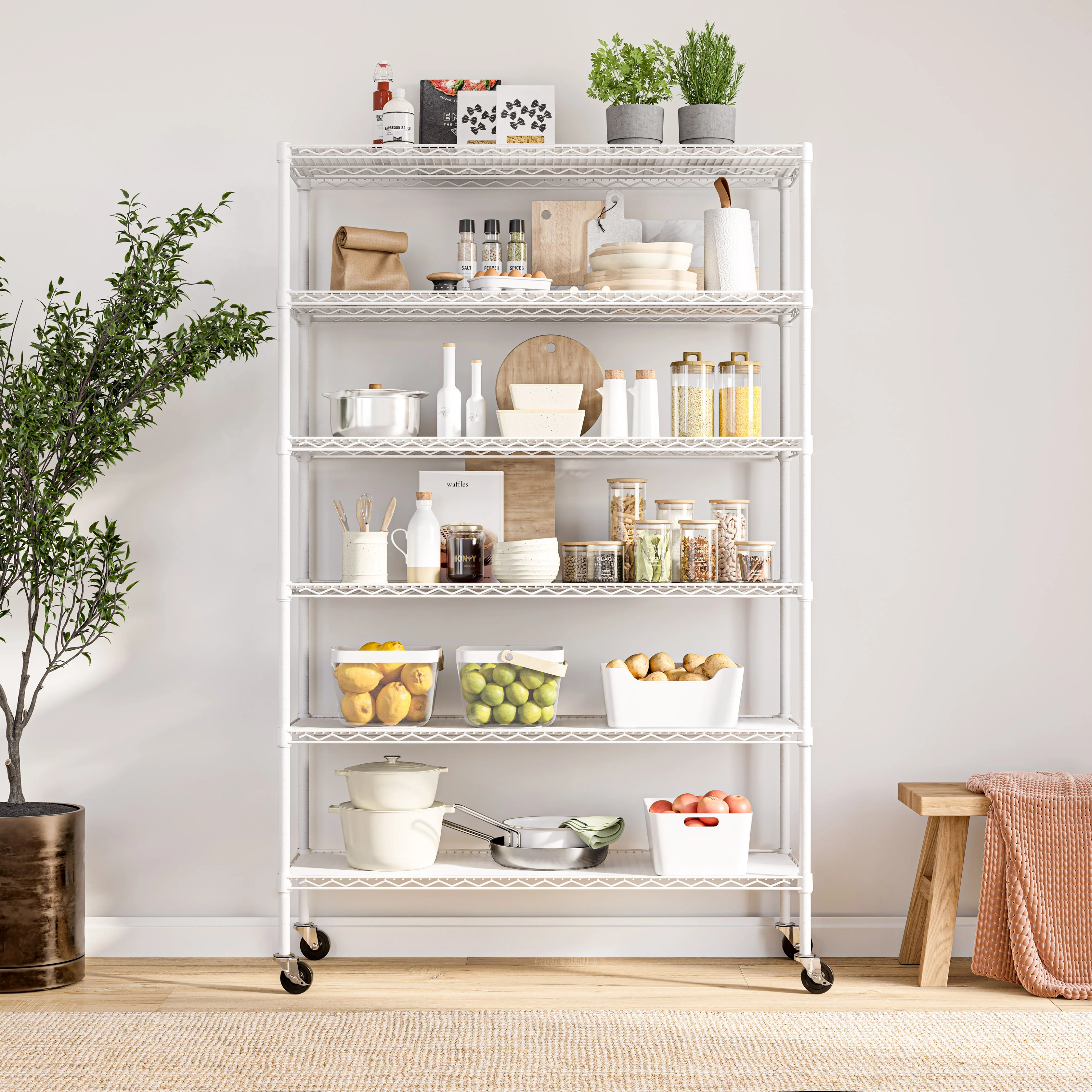 UltraDurable® 6-Tier NSF-Certified Steel Shelving with Shelf Liners - Image 45