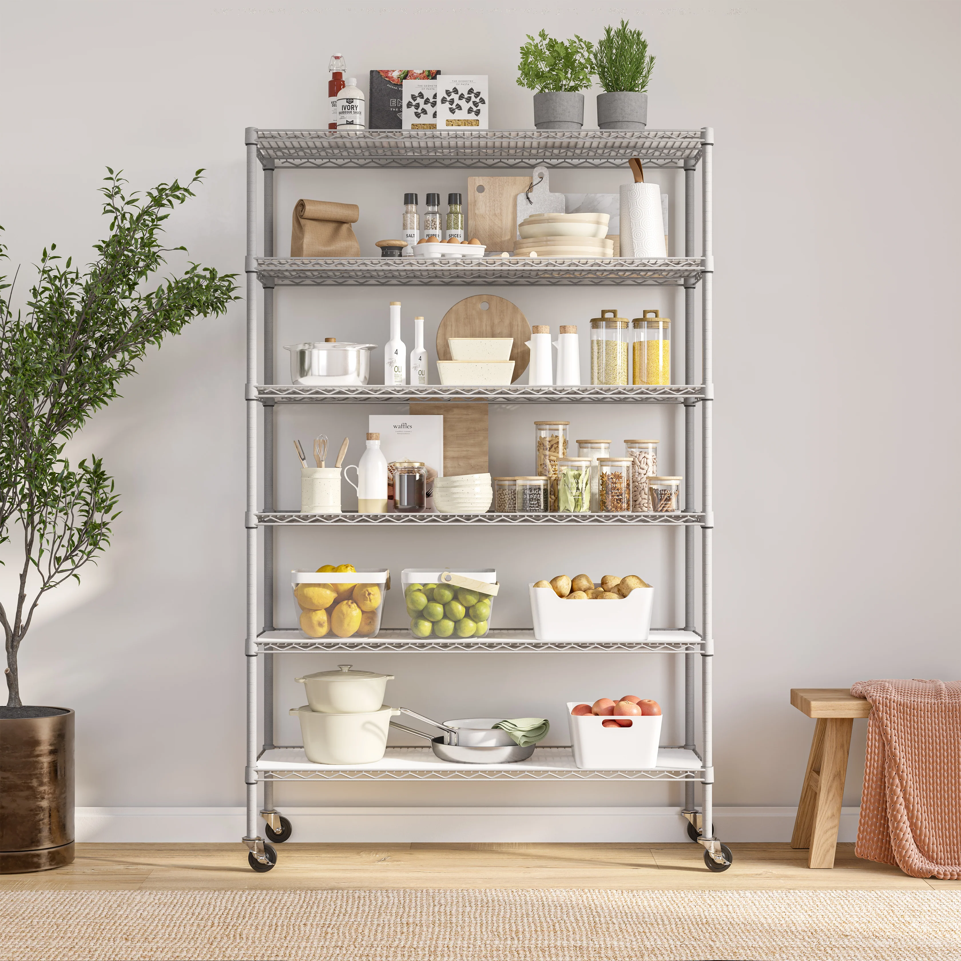 UltraDurable® 6-Tier NSF-Certified Steel Shelving with Shelf Liners - Image 7