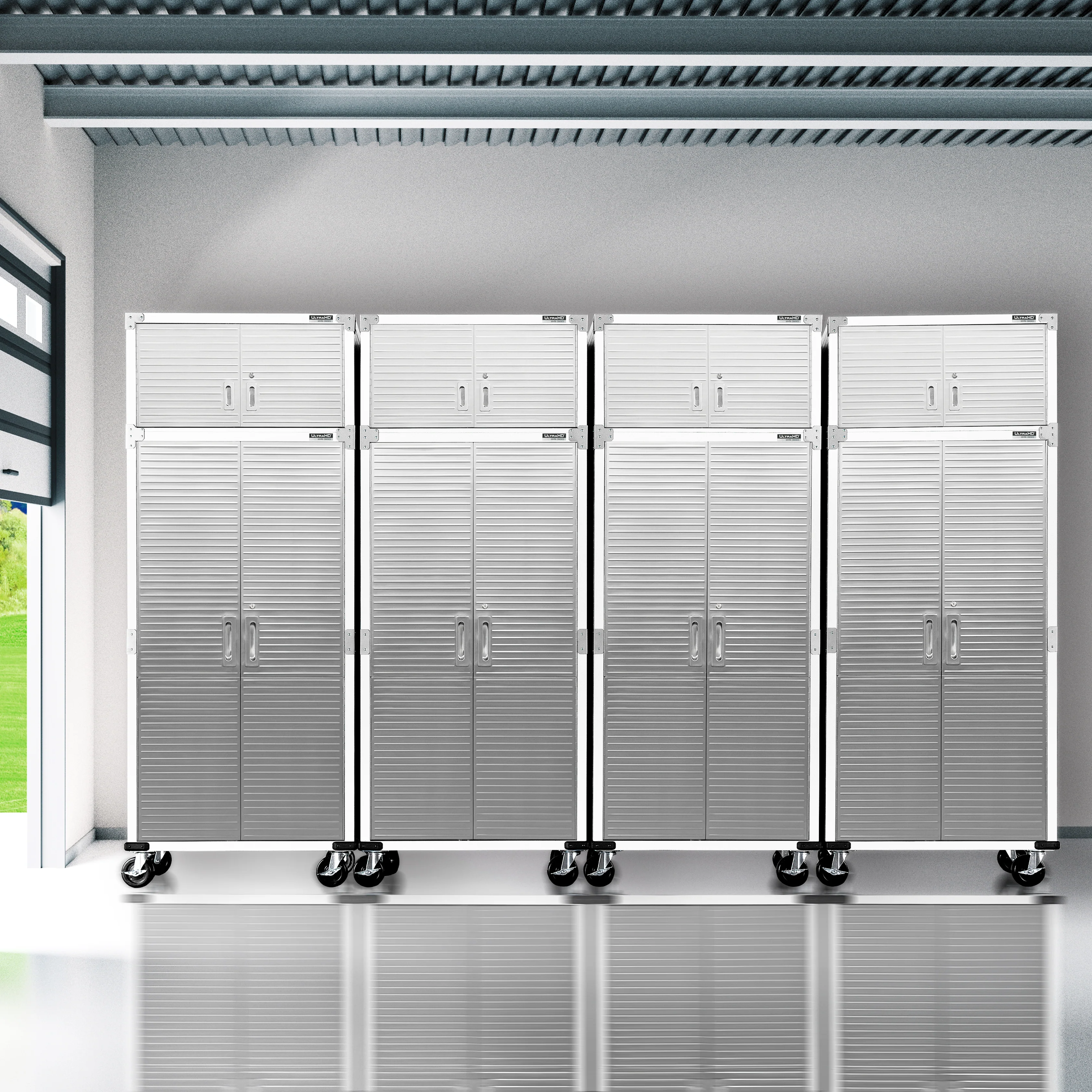 UltraHD® 8-Piece Rolling Storage Cabinet System, White