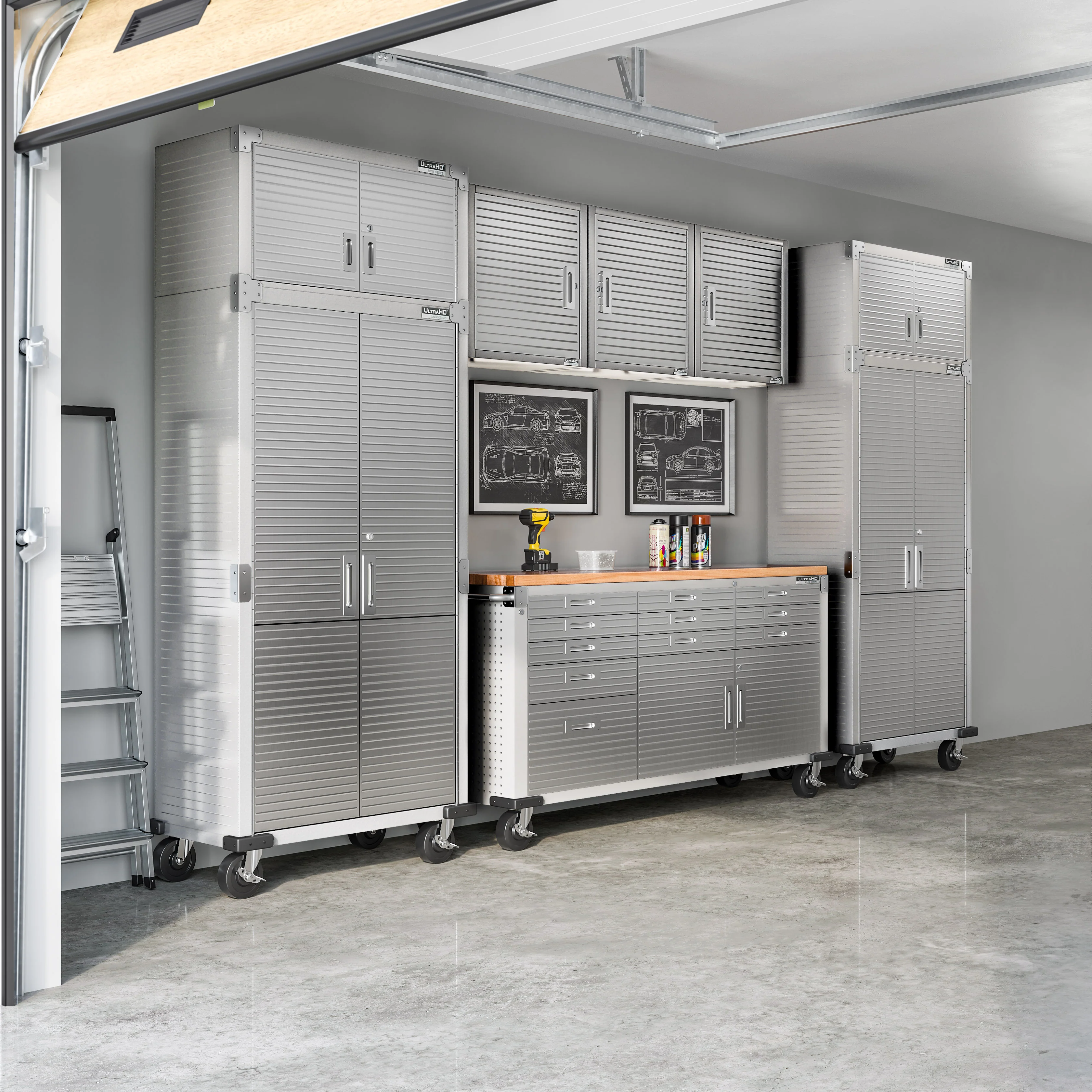 UltraHD® 8-Piece Storage Cabinet System with Rolling Workbench - Image 44
