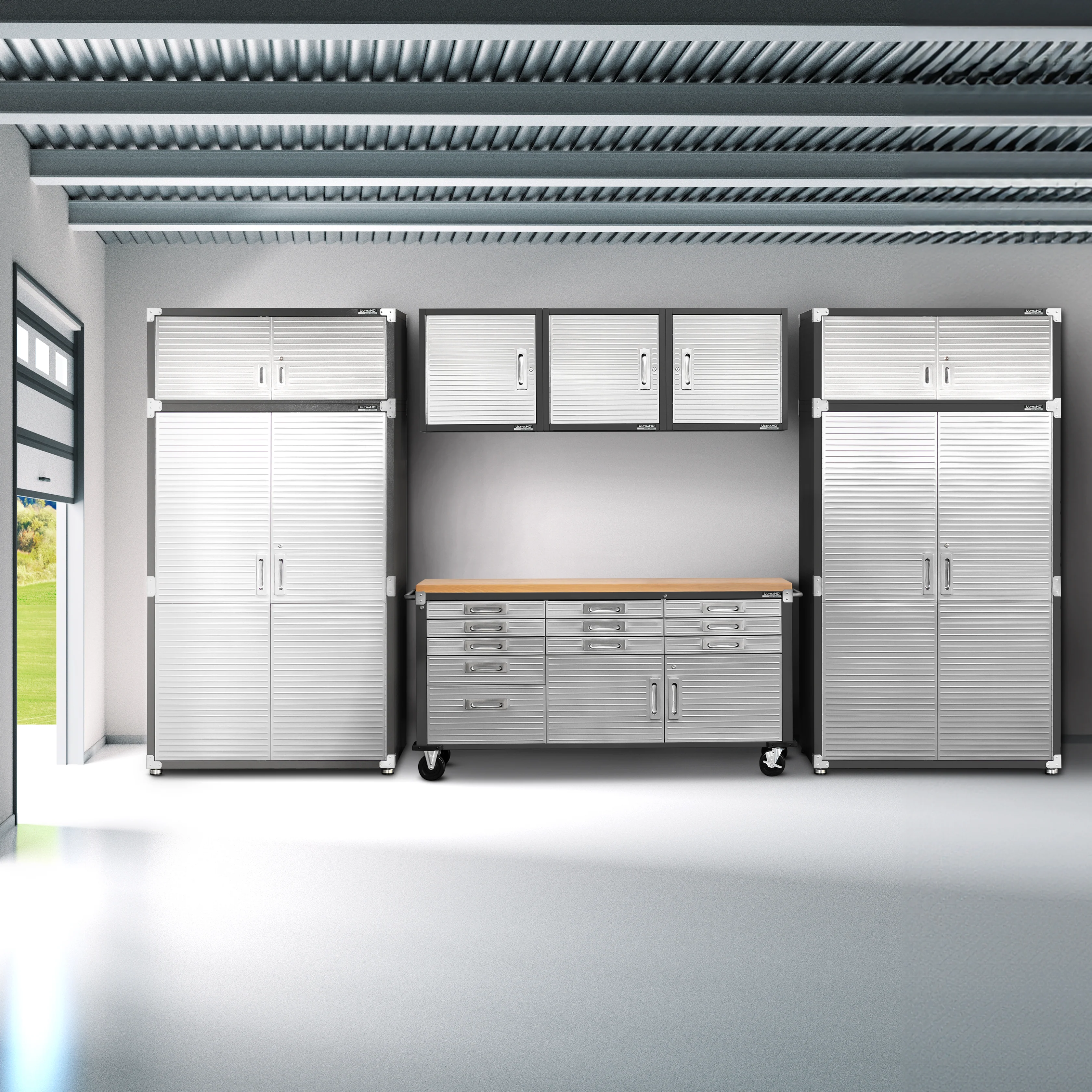 UltraHD® 8-Piece Storage Cabinet System with Rolling Workbench - Image 8
