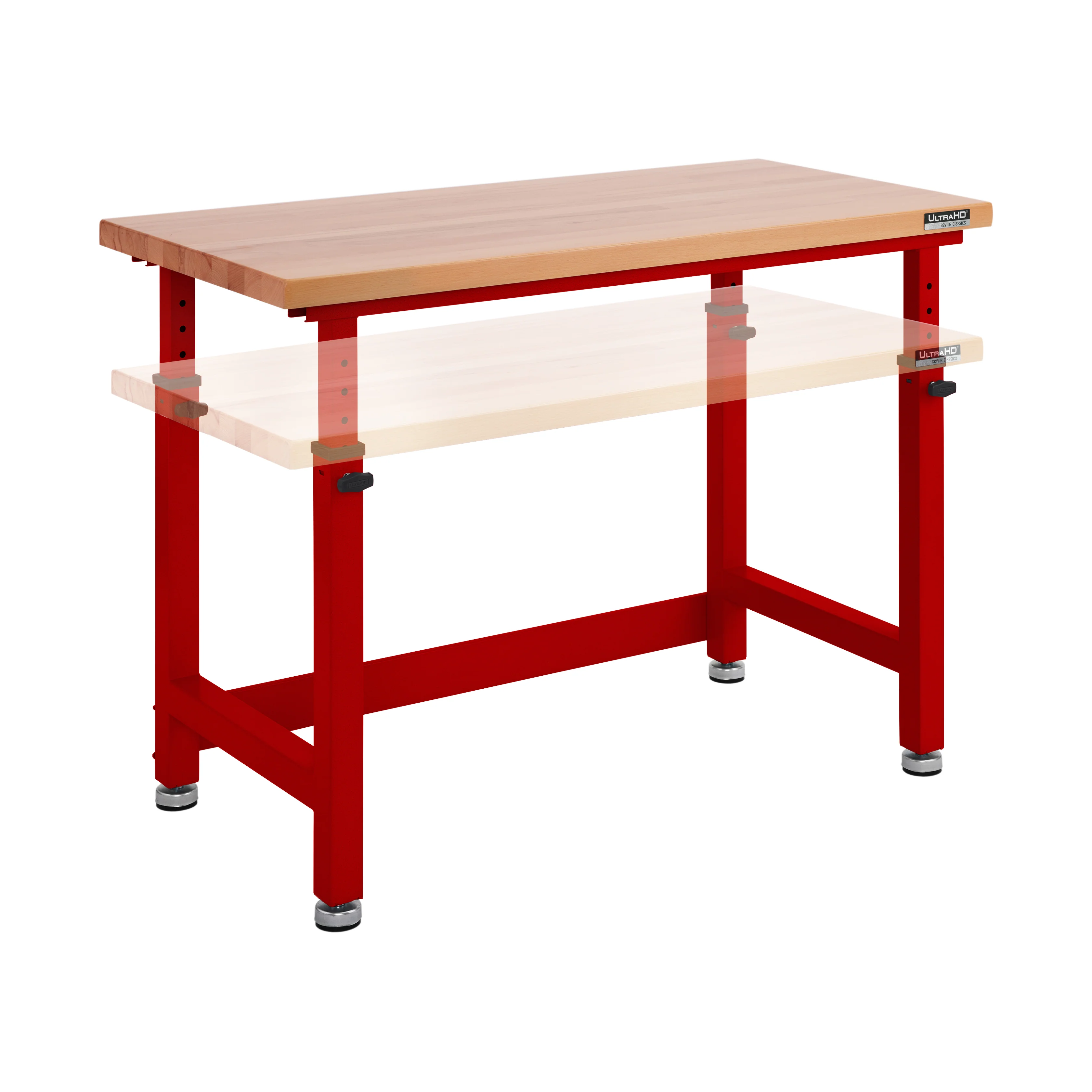 UltraHD® Height Adjustable Workbench, Red - Image 2