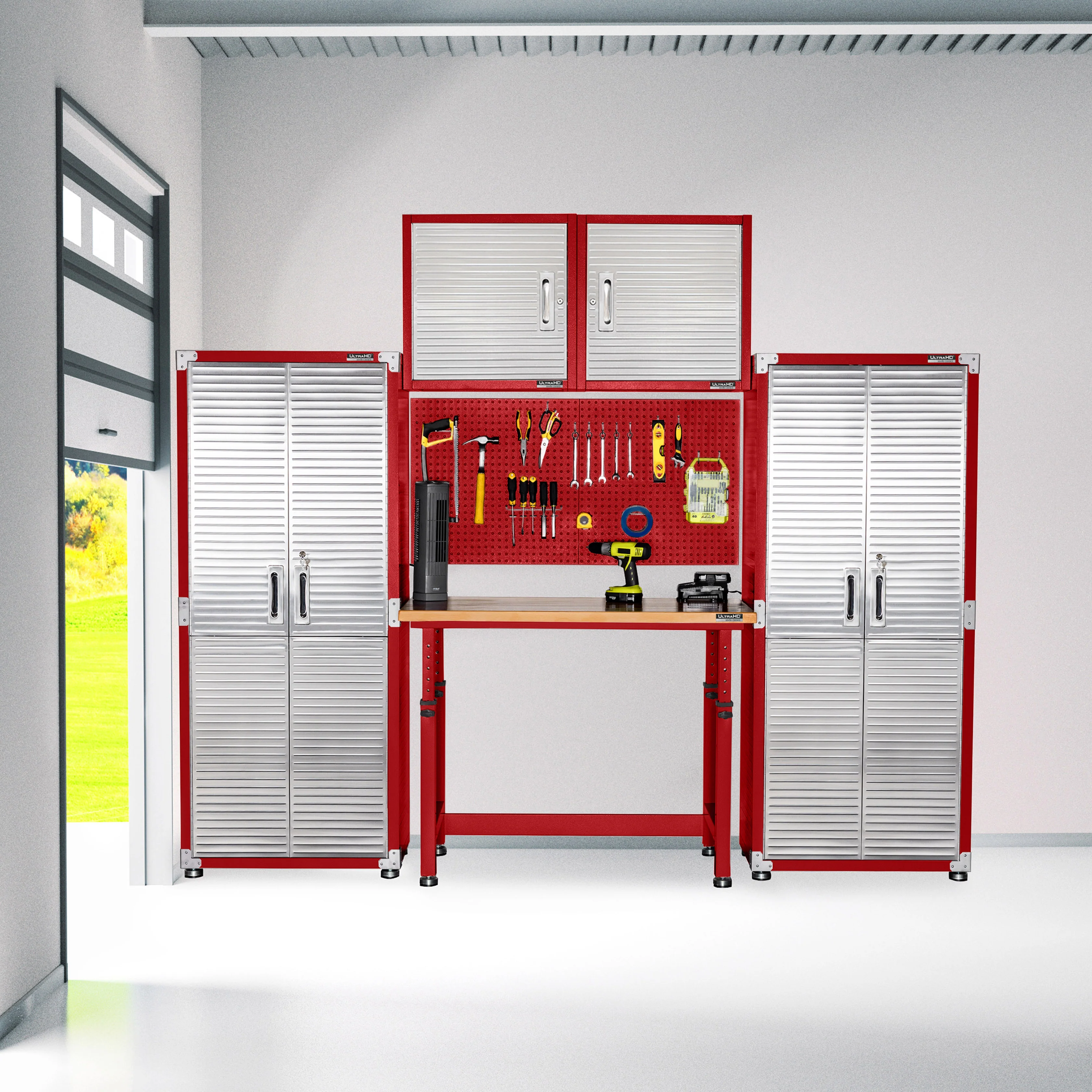 UltraHD® Height Adjustable Workbench, Red - Image 7