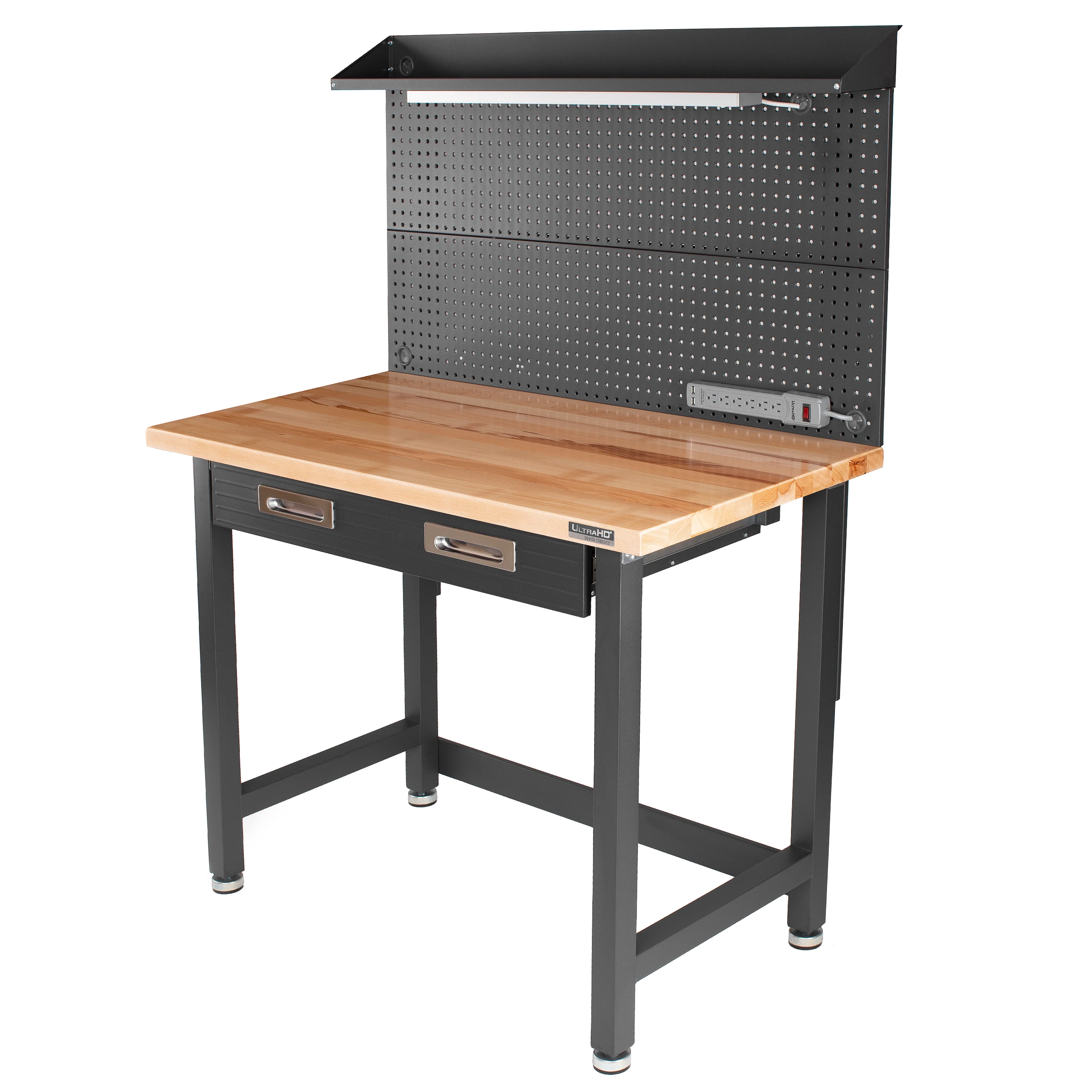 UltraHD® Lighted Workcenter w/ Wood Top and Pegboard - Image 14