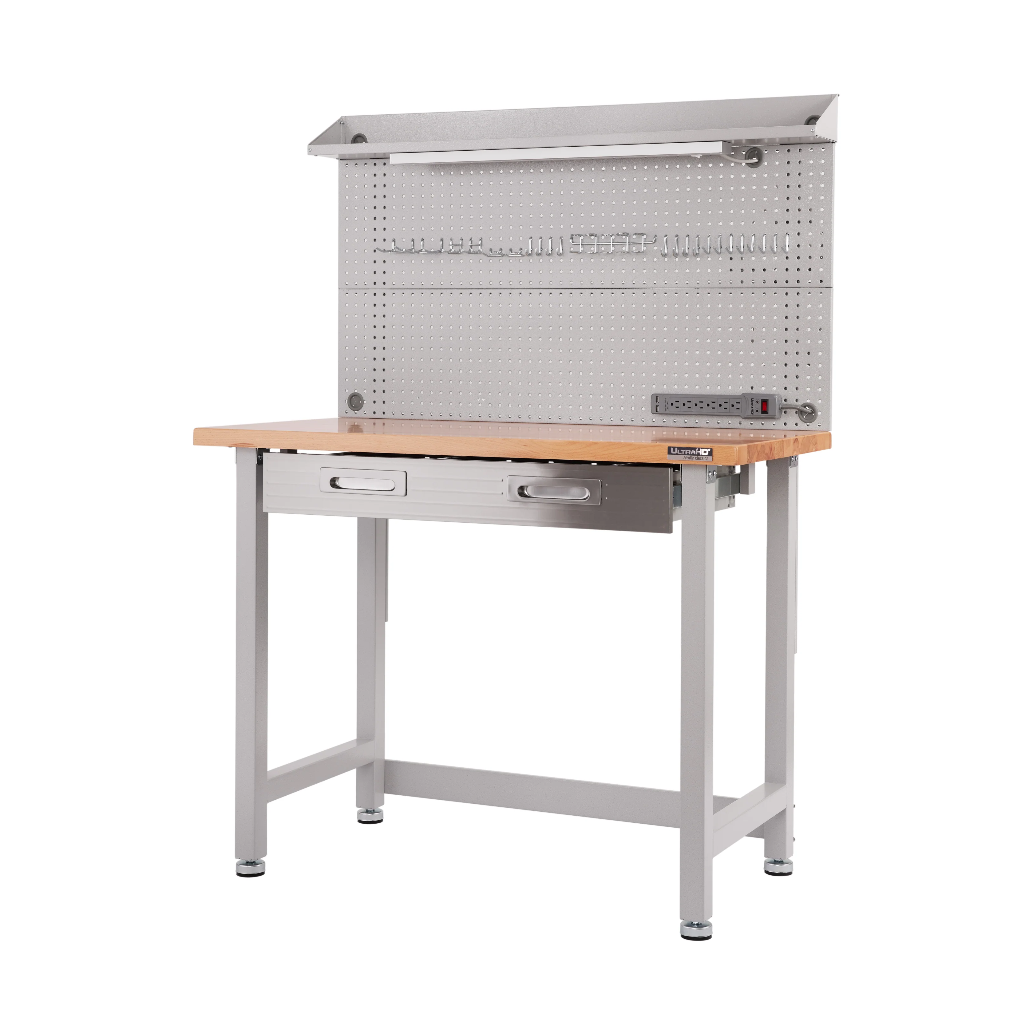 UltraHD® Lighted Workcenter w/ Wood Top and Pegboard - Image 19