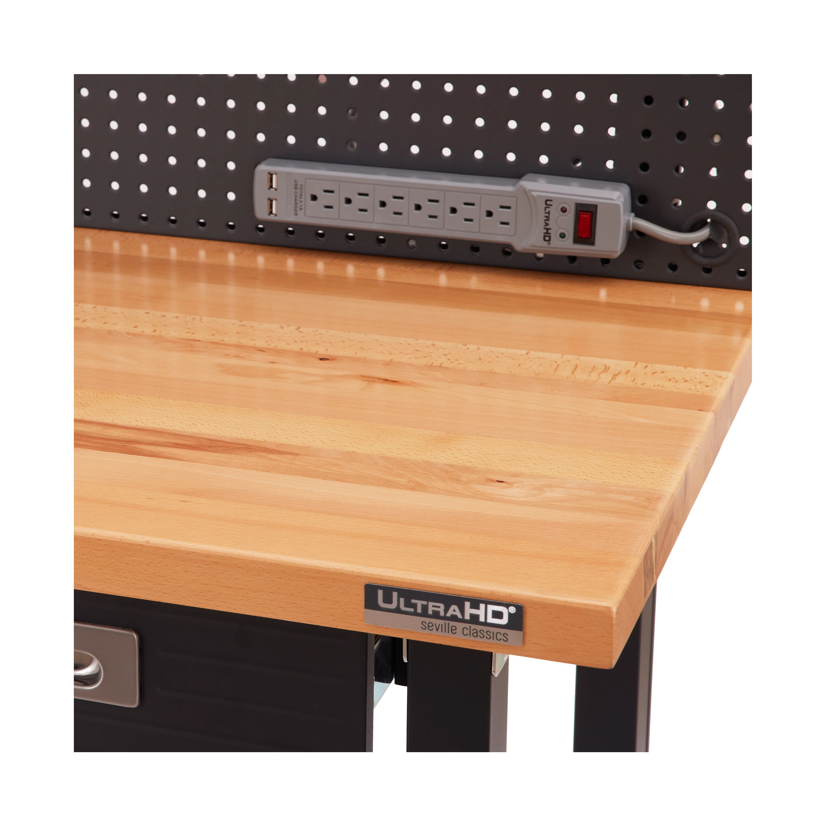 UltraHD® Lighted Workcenter w/ Wood Top and Pegboard - Image 23